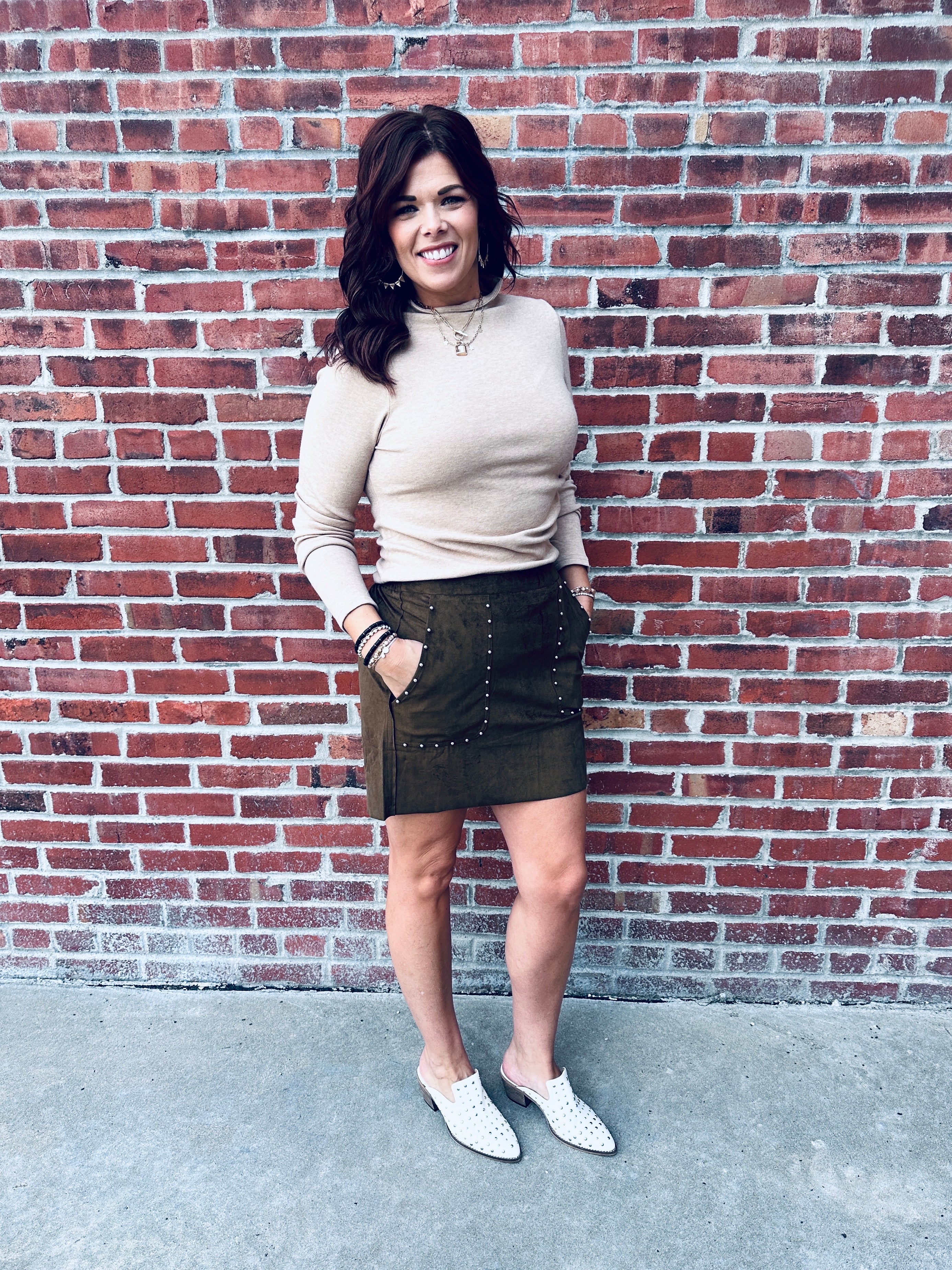 Toffee Mock Neck Sweater