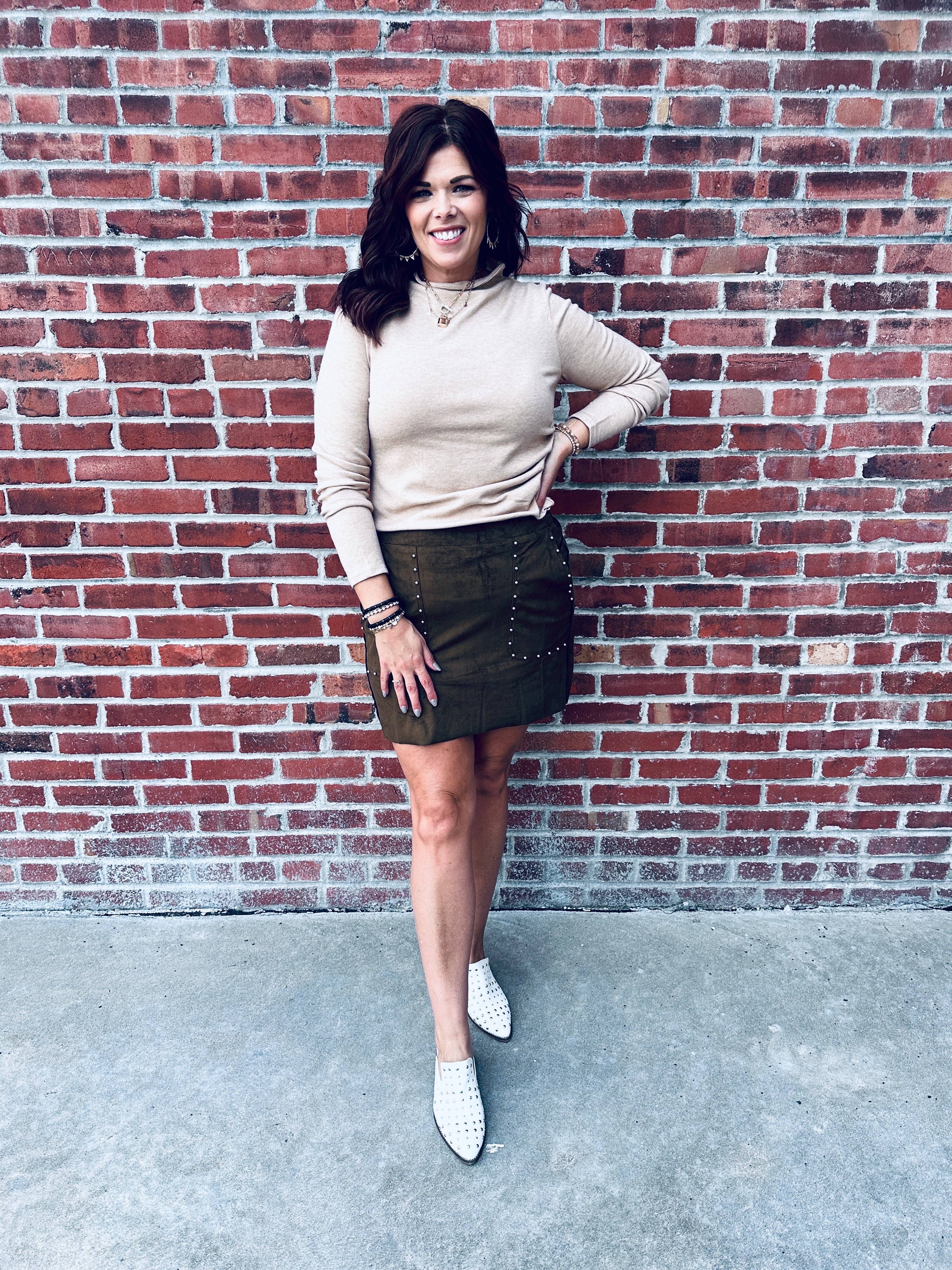 Toffee Mock Neck Sweater