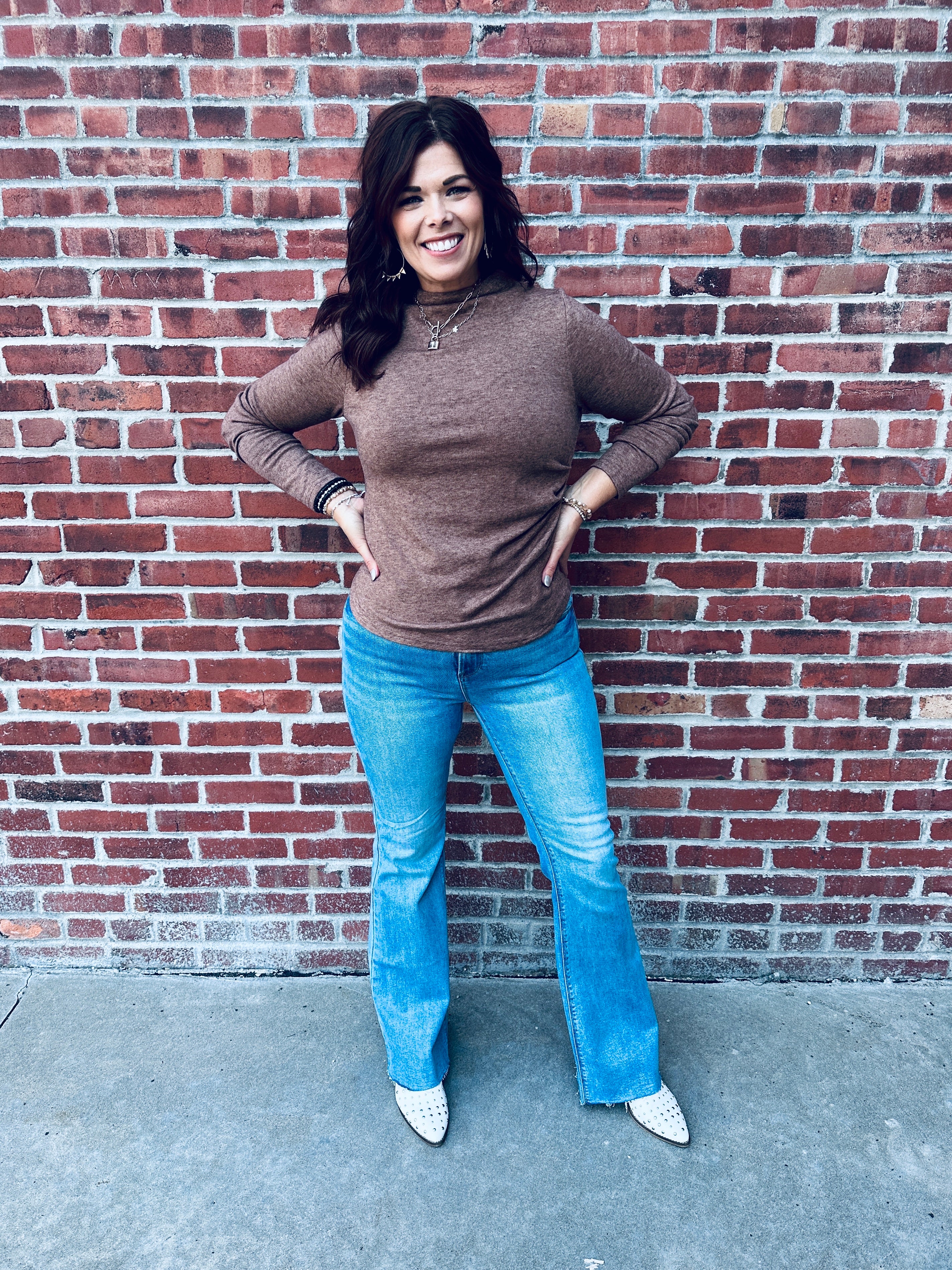 Mocha Mock Neck Sweater