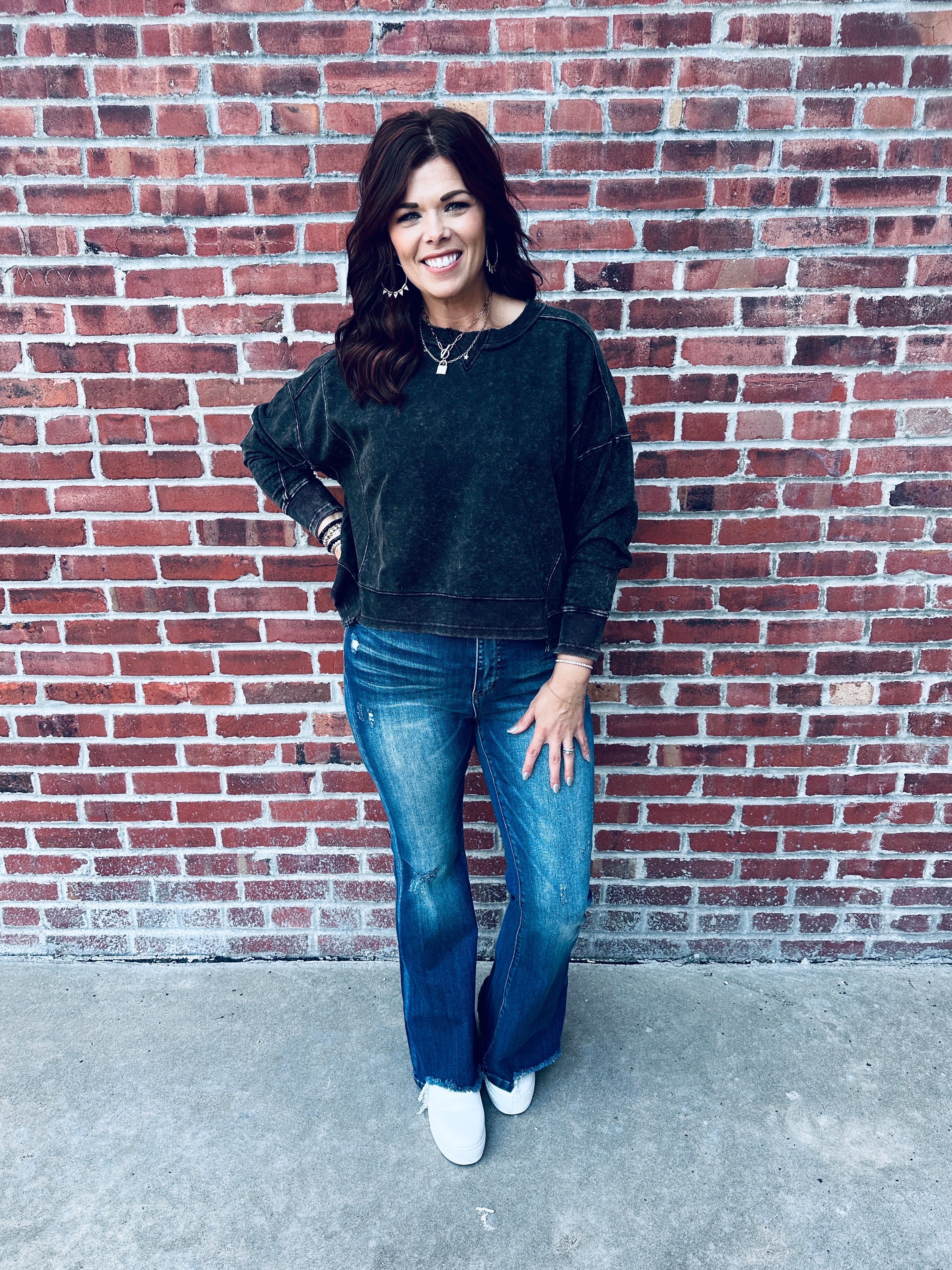 Ash Black French Terry Top