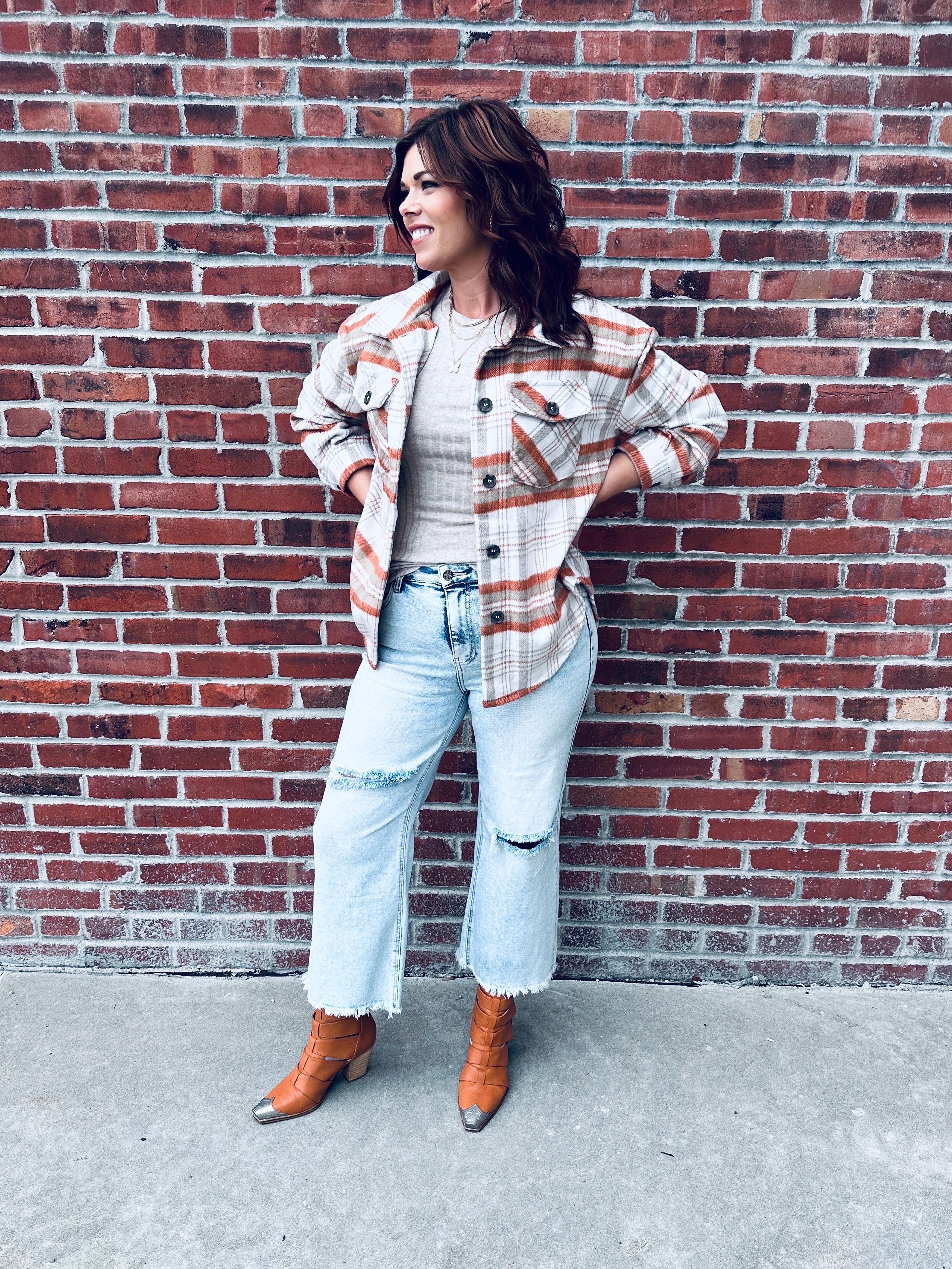 Rust & Taupe Plaid Shacket