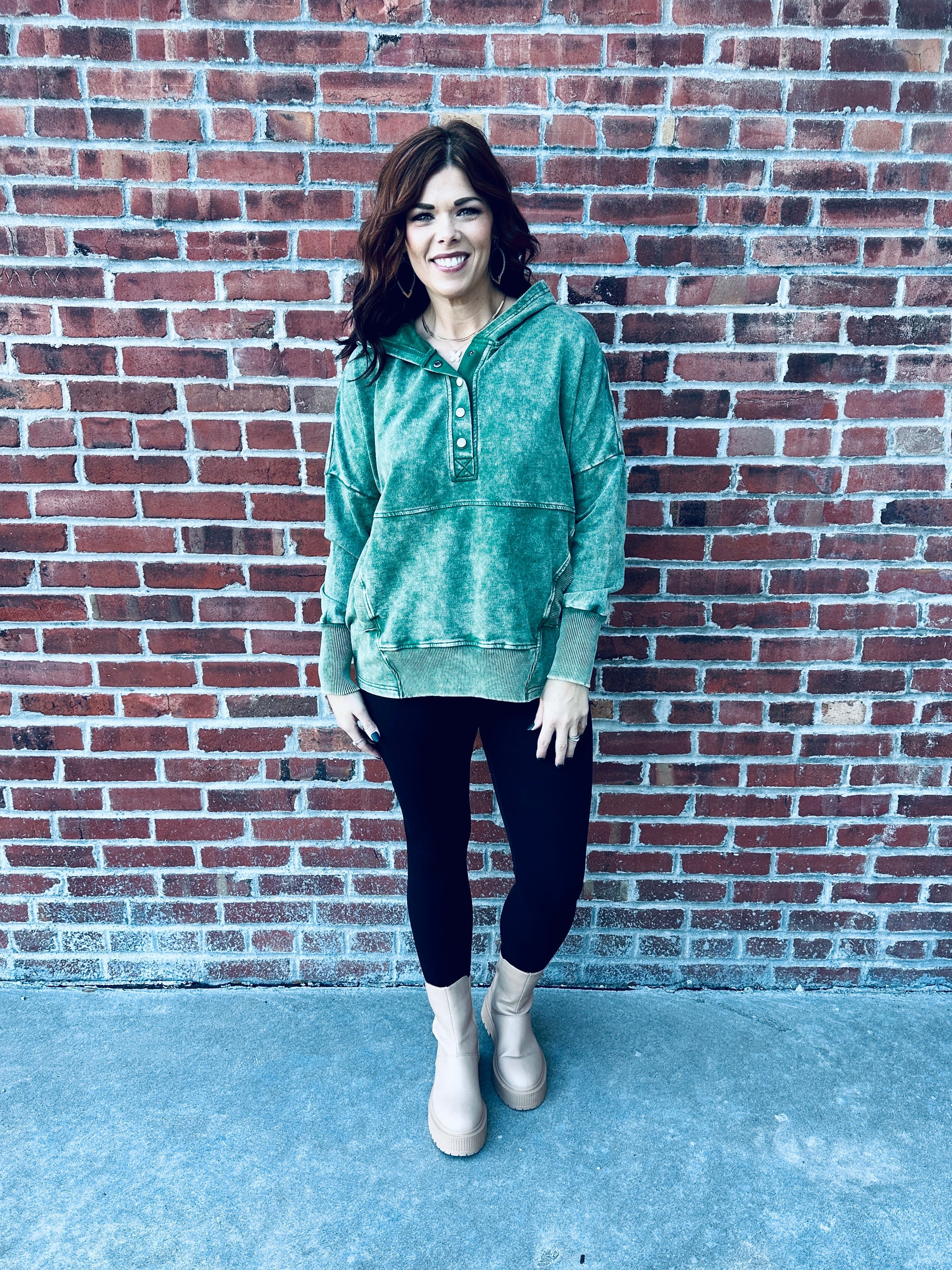 Green Acid Wash Hoodie