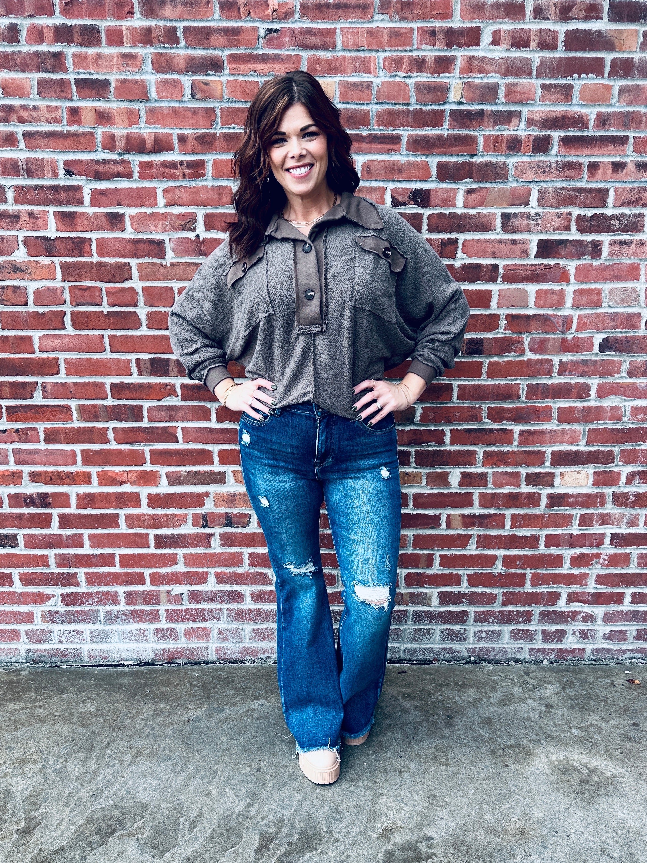 Mocha Terrycloth Pullover
