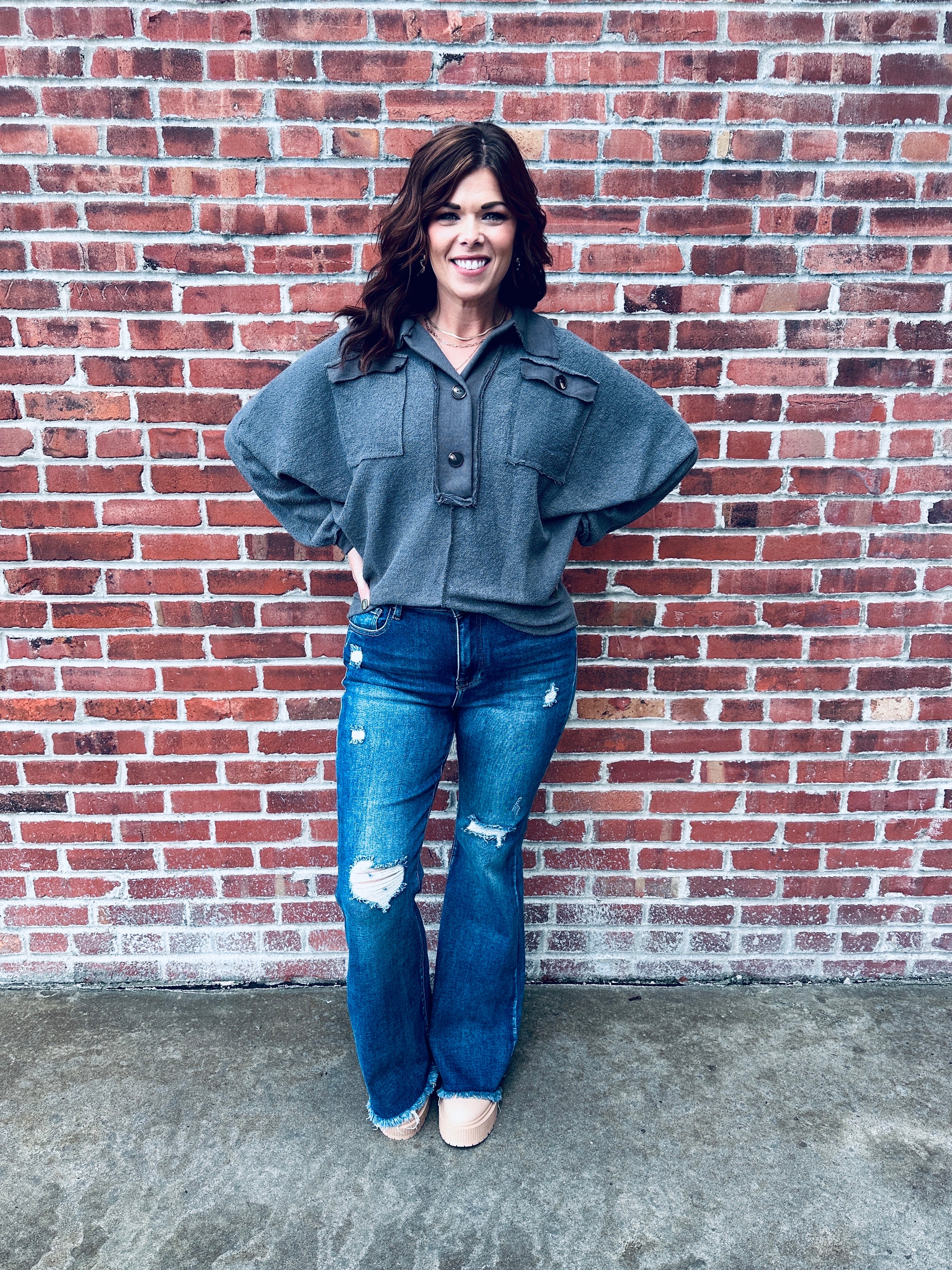 Charcoal Terrycloth Pullover