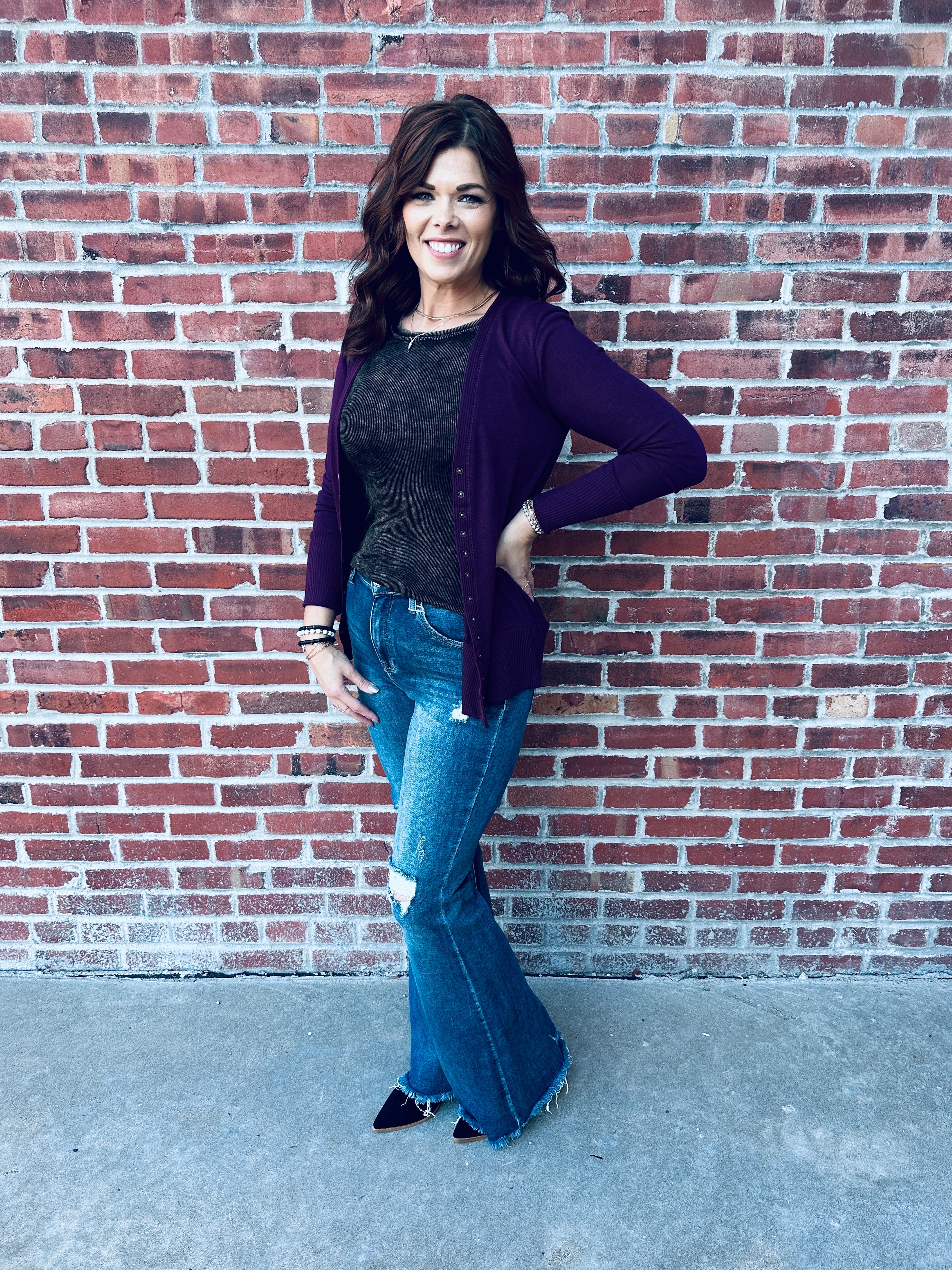 Plum Snap Up Cardigan