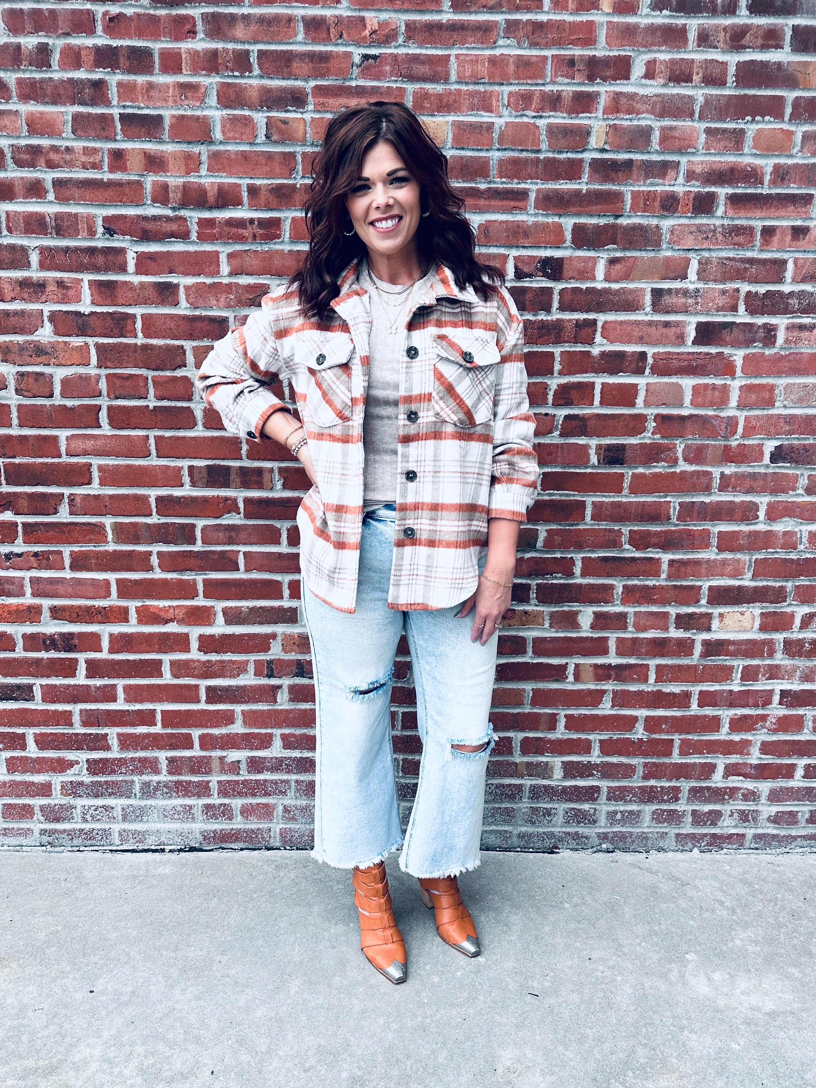 Rust & Taupe Plaid Shacket