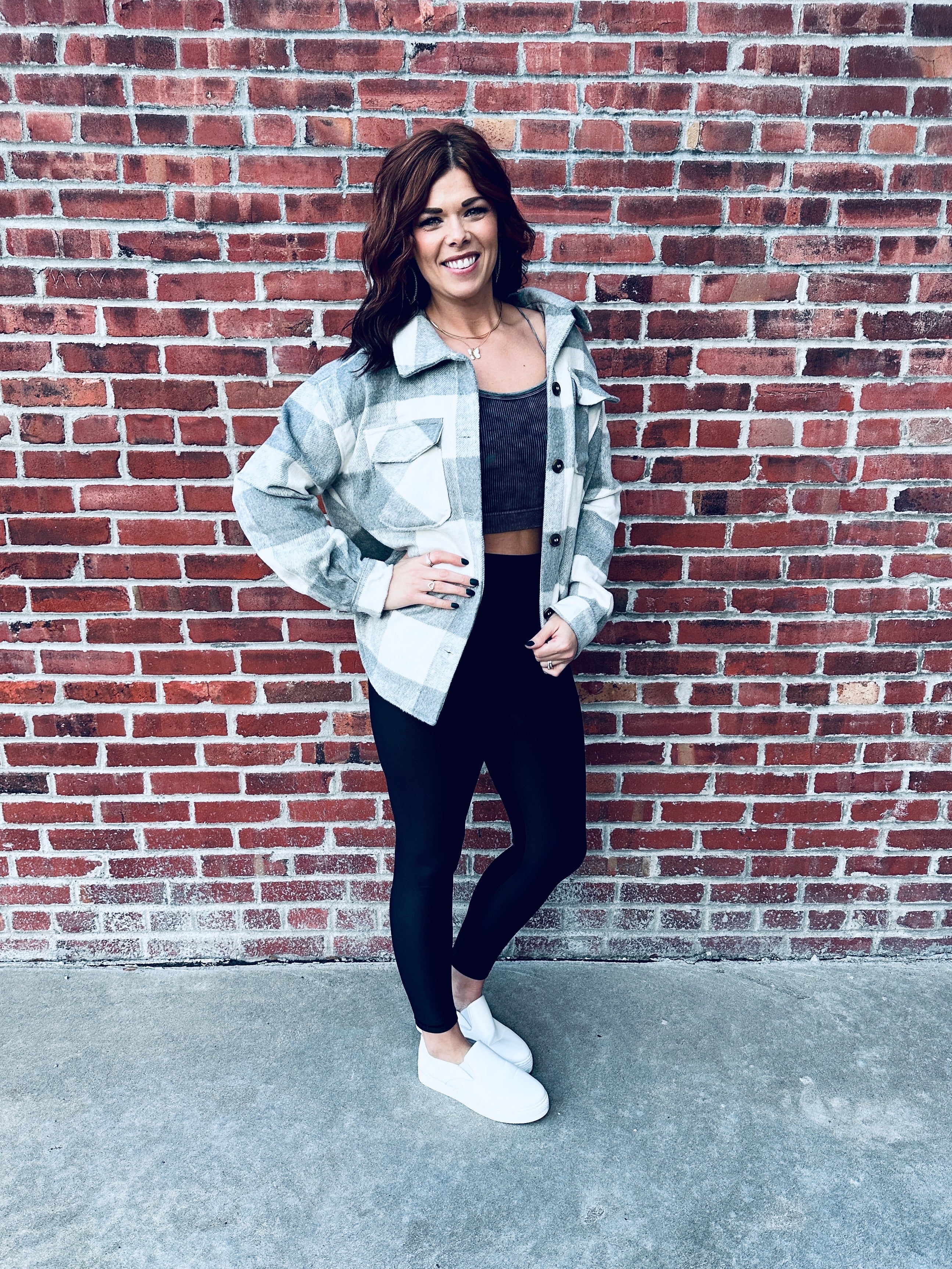 Grey & White Plaid Shacket