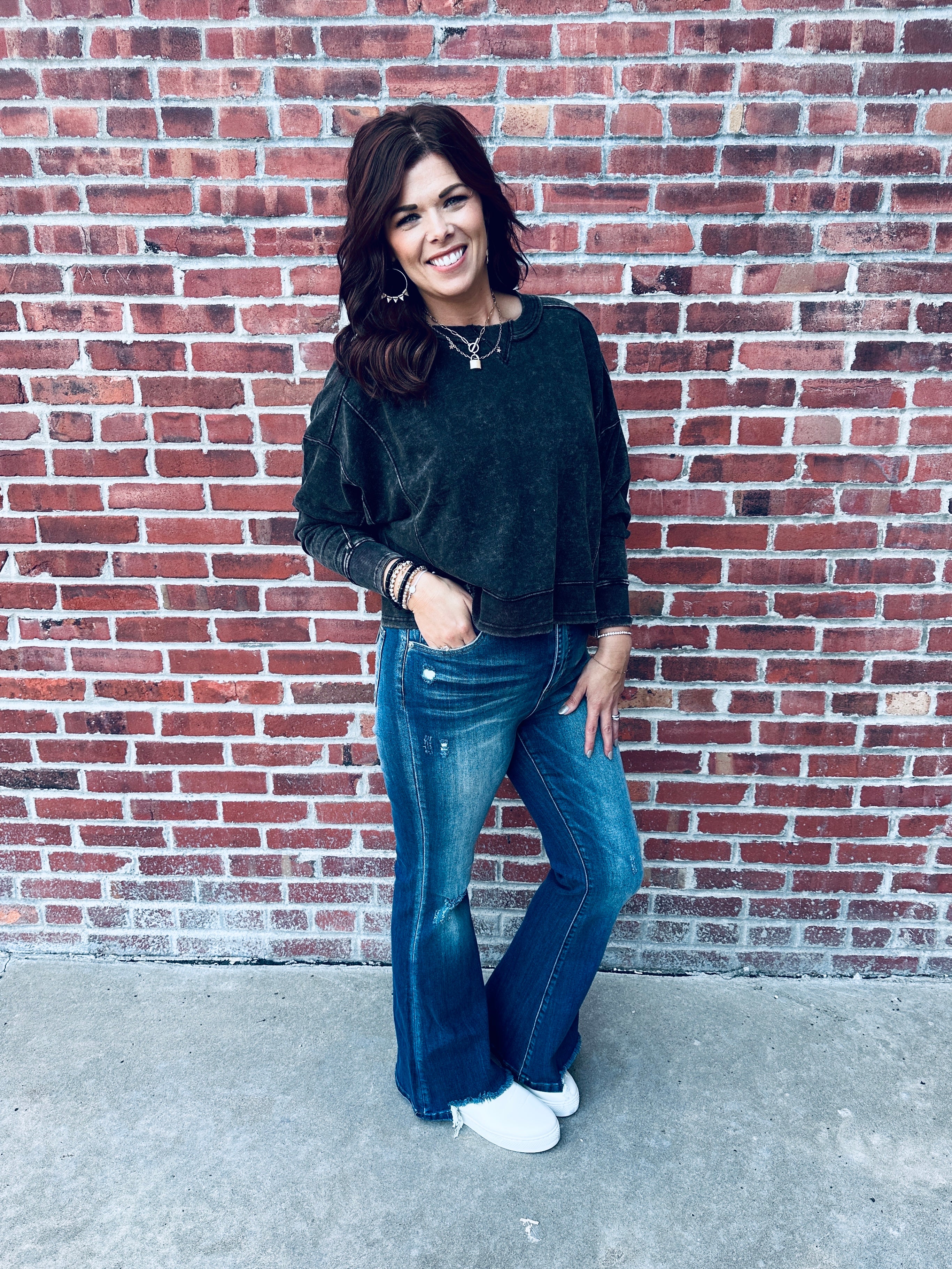 Ash Black French Terry Top