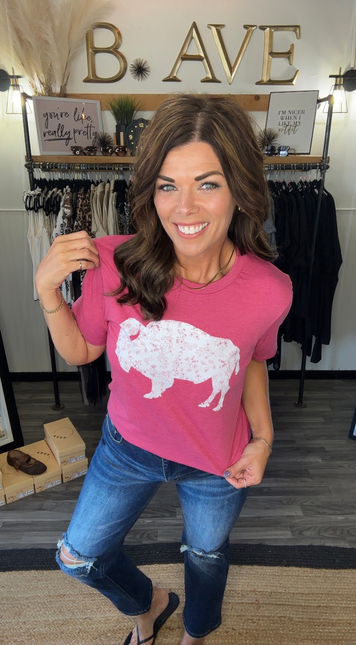 Berry Floral Buffalo Graphic Tee