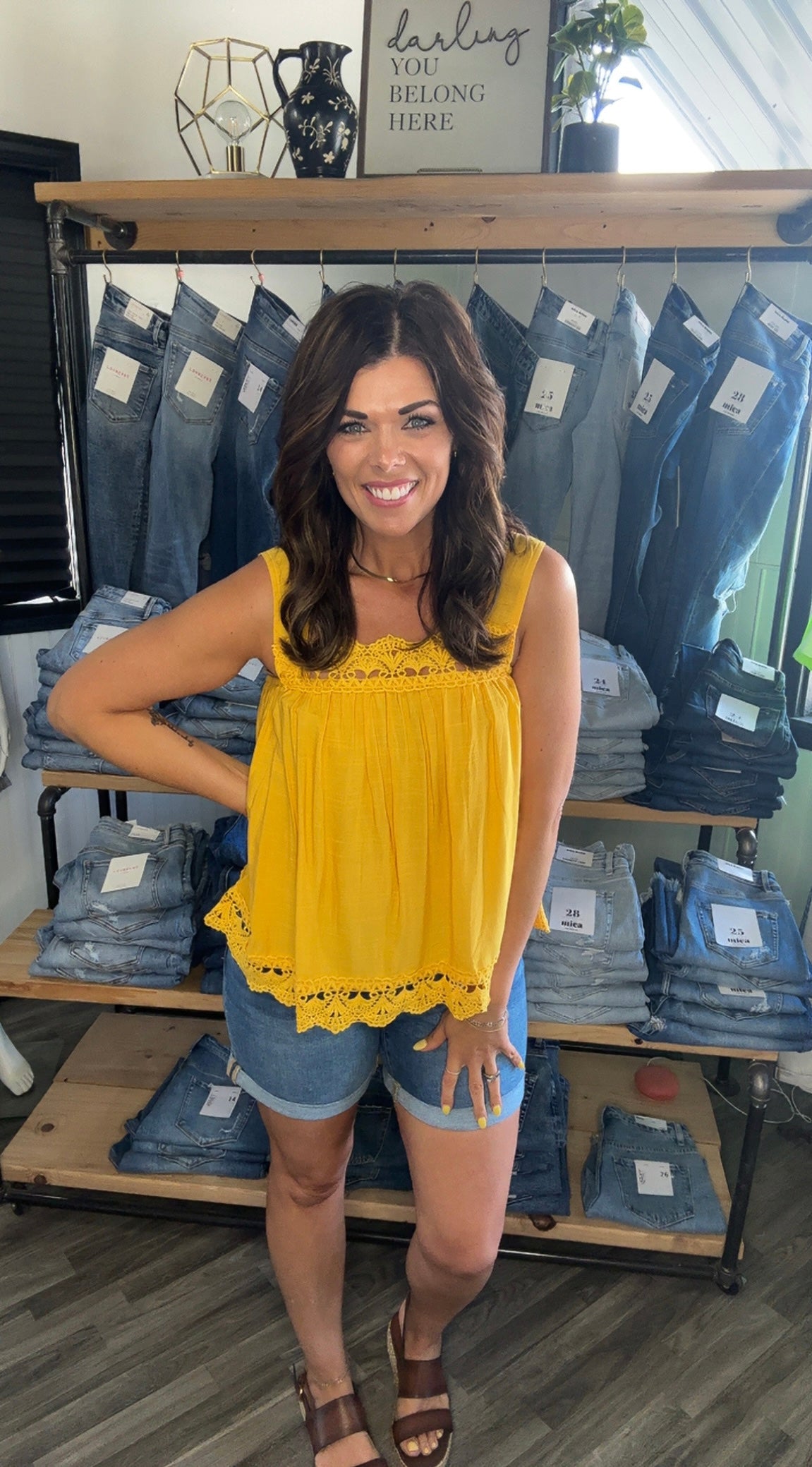 Golden Yellow Lace Hem Tank