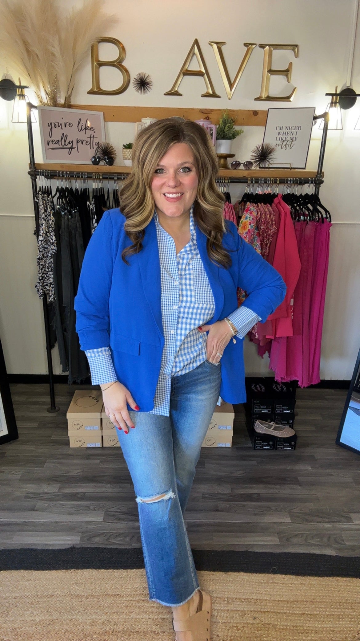 Royal Blue Lightweight Ruched Sleeve Blazer