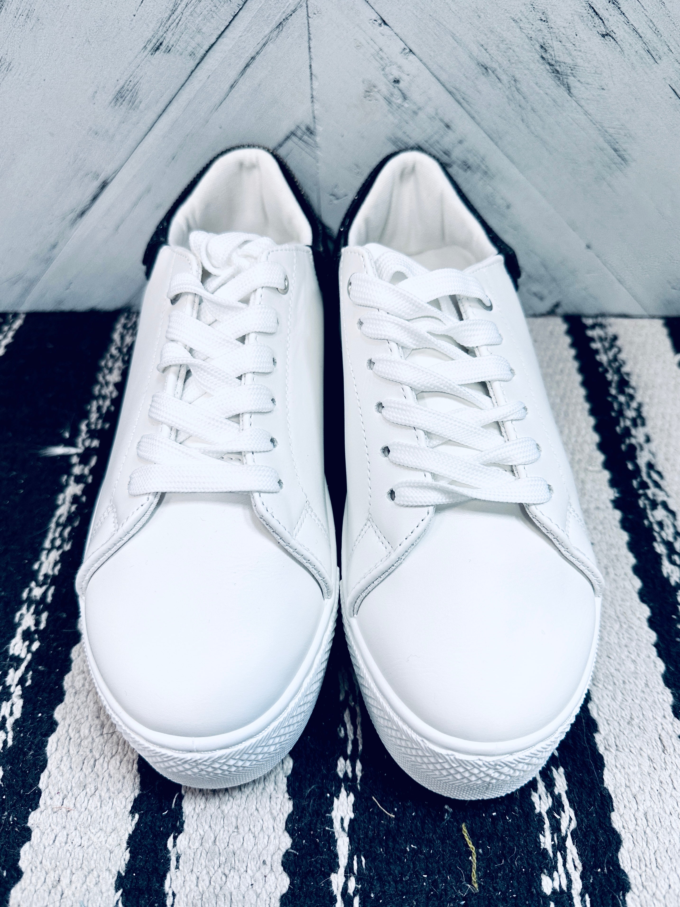 White & Black Sparkle Sneaker