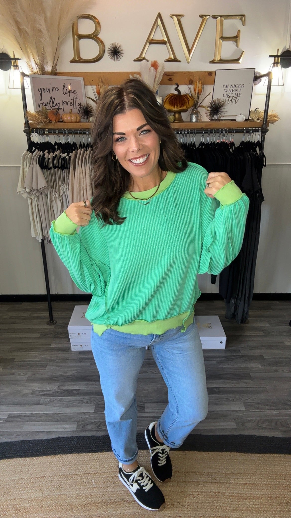 Pistachio Ribbed Loose Knit Top