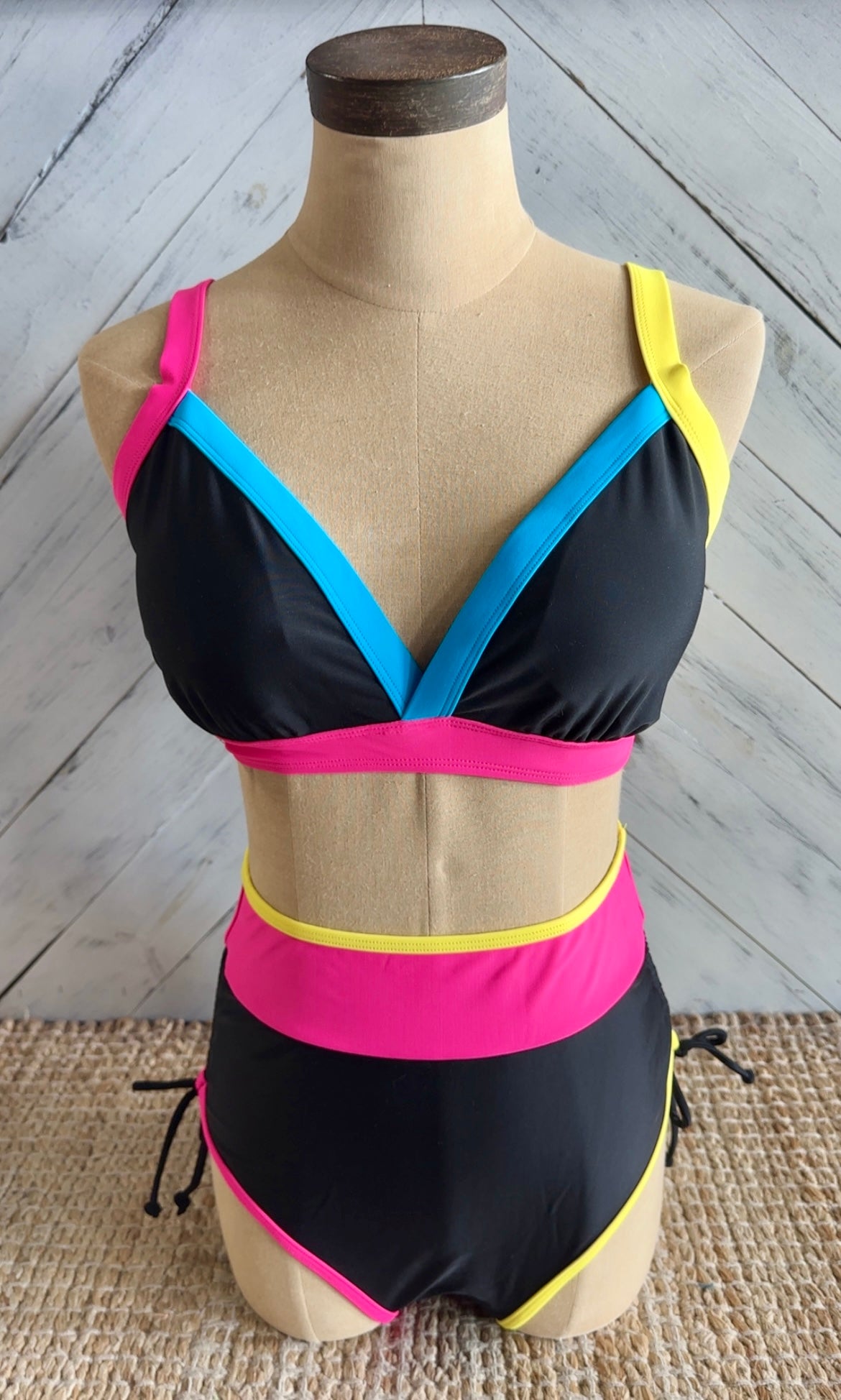 Black & Neon Bikini Set
