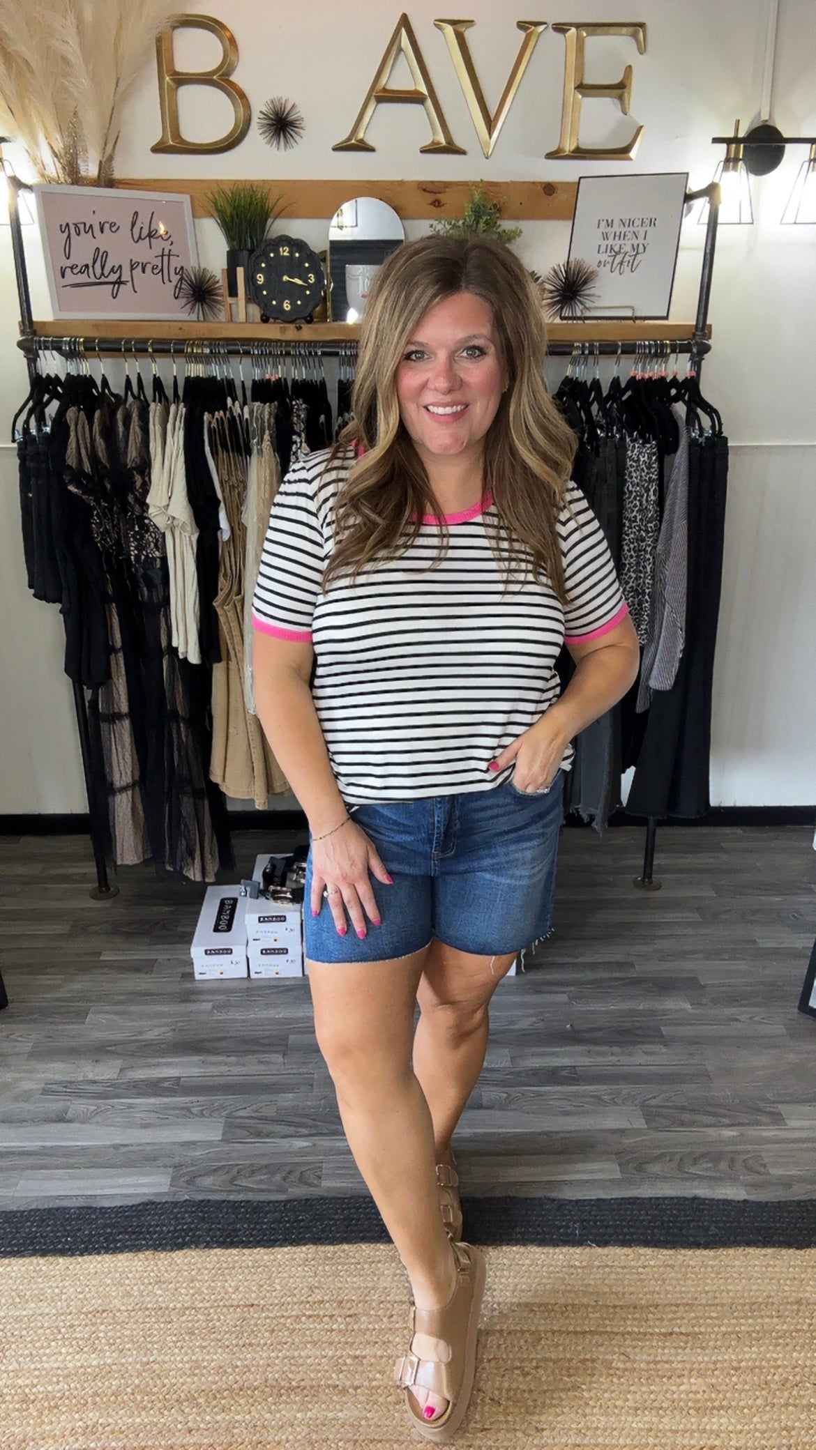 Off White & Black Stripe Top