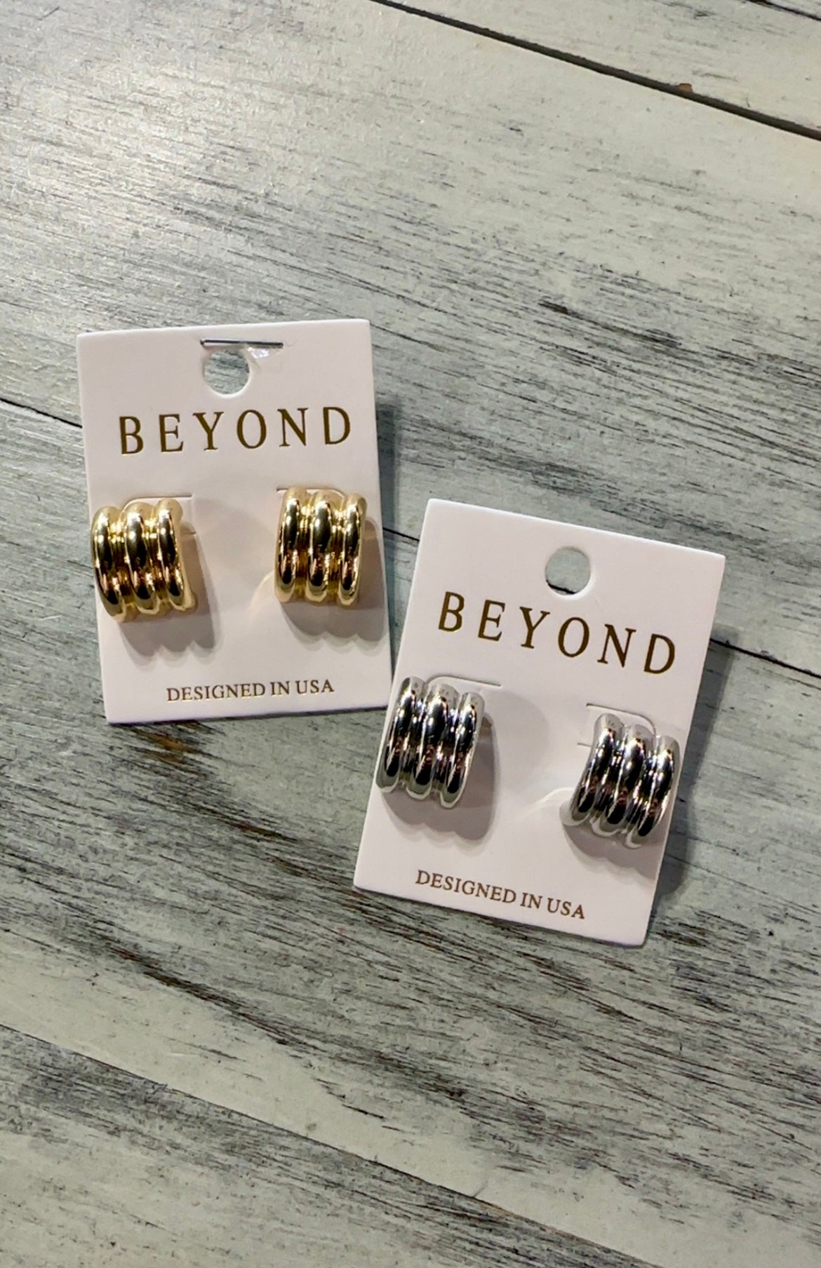 3 Row Half Hoop Earrings