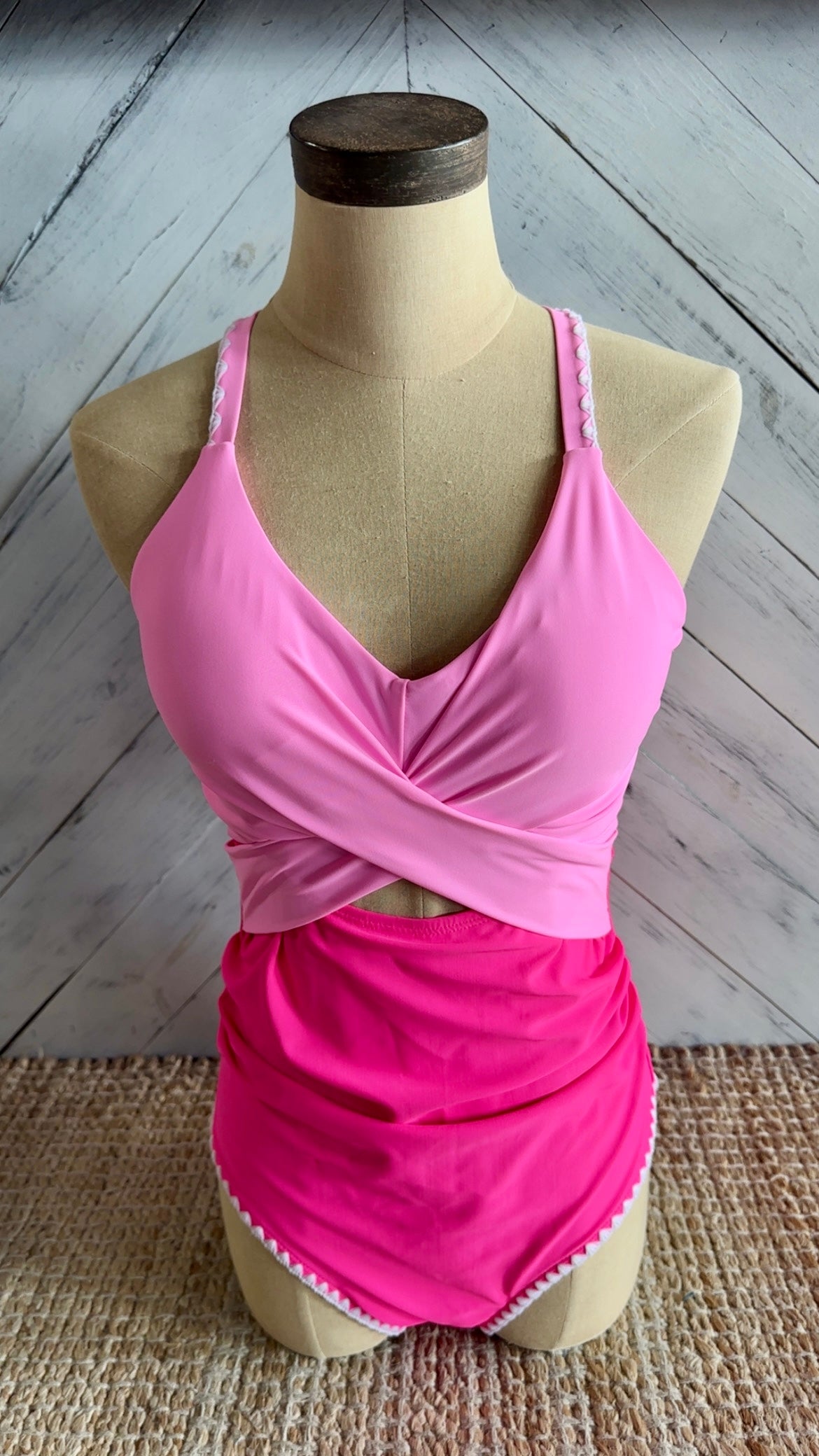 Pink Ric Rac Trim One Piece Swimsuit