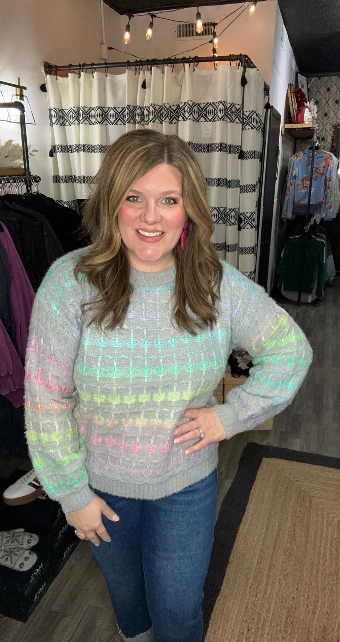 Grey Multi Color Ombre Sweater