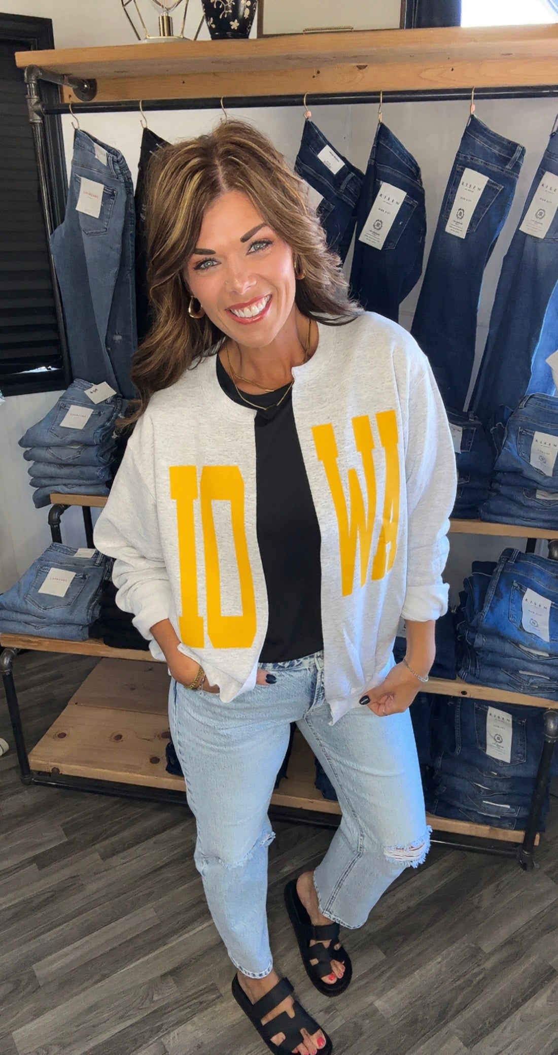 Yellow Iowa Split Crewneck