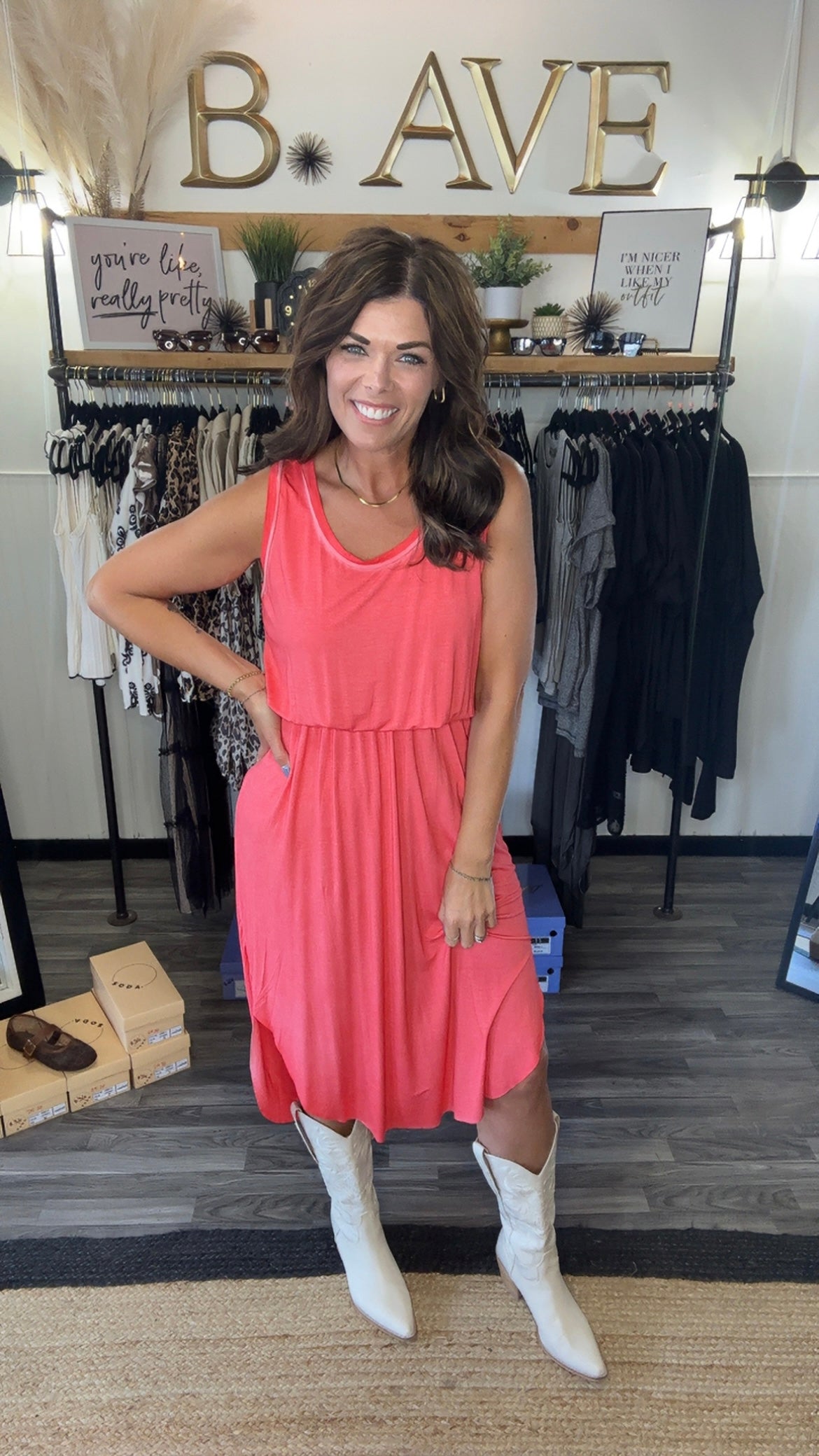 Vintage Red Side Slit Sleeveless Dress