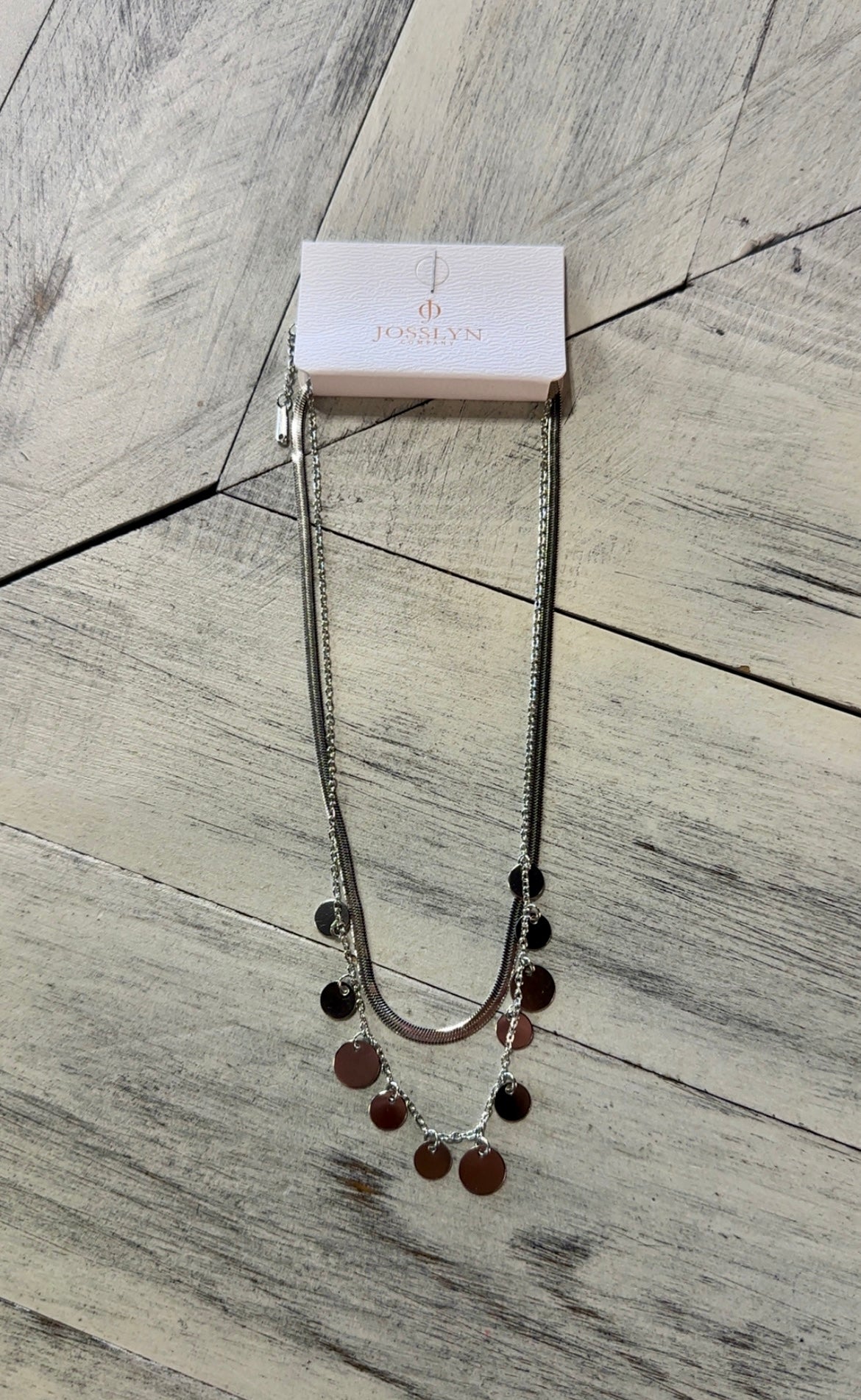 Silver 2 Layer Disc Necklace