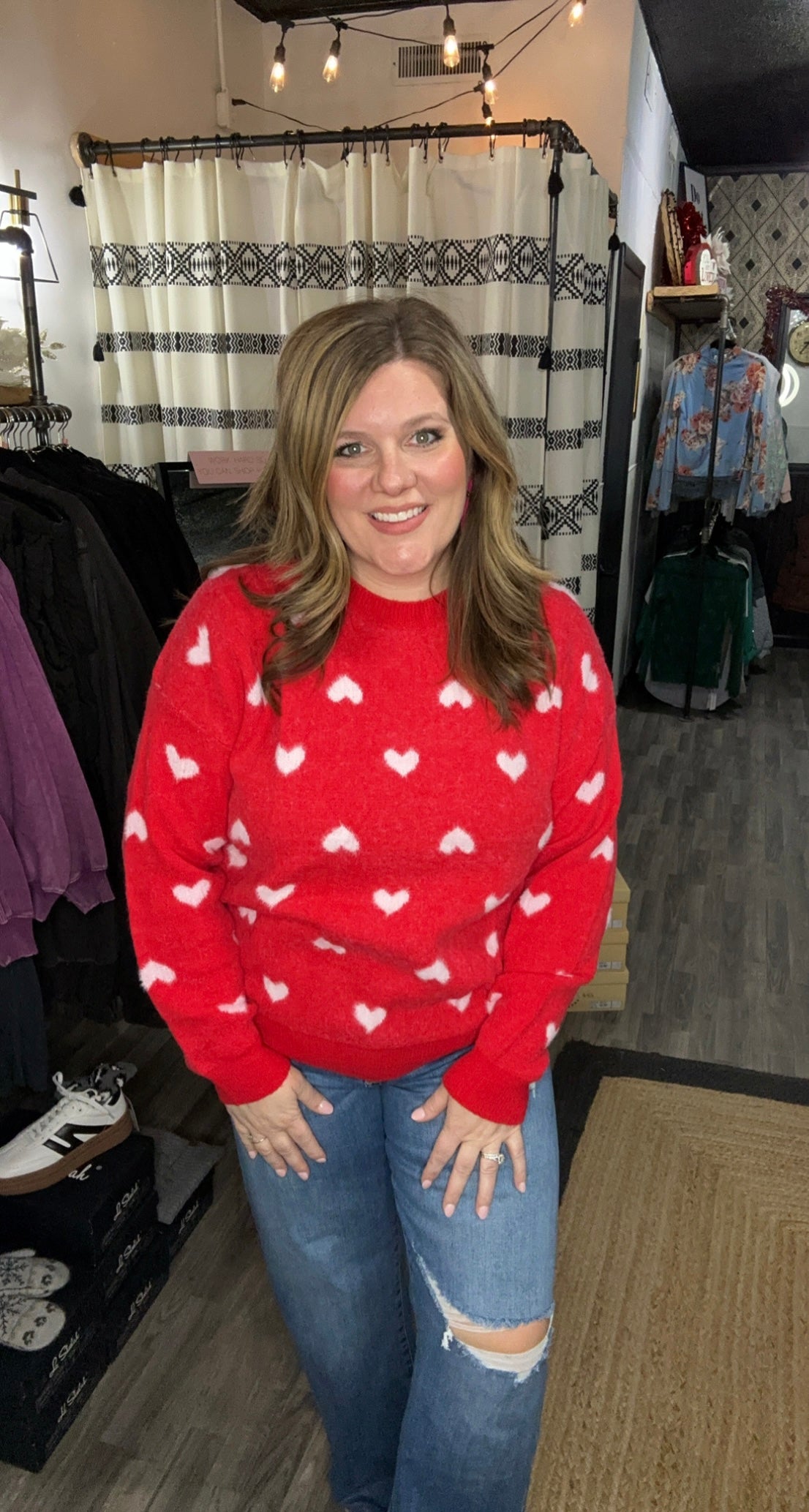Red Cutesy Heart Sweater