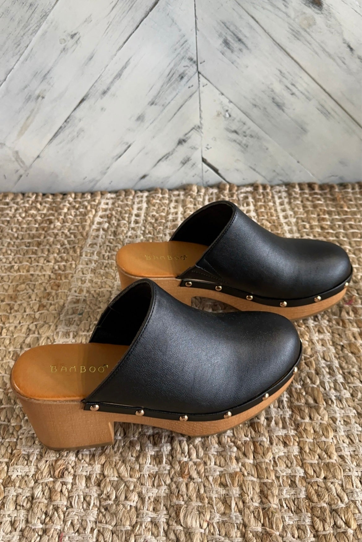 Black Platform Studded Clogs