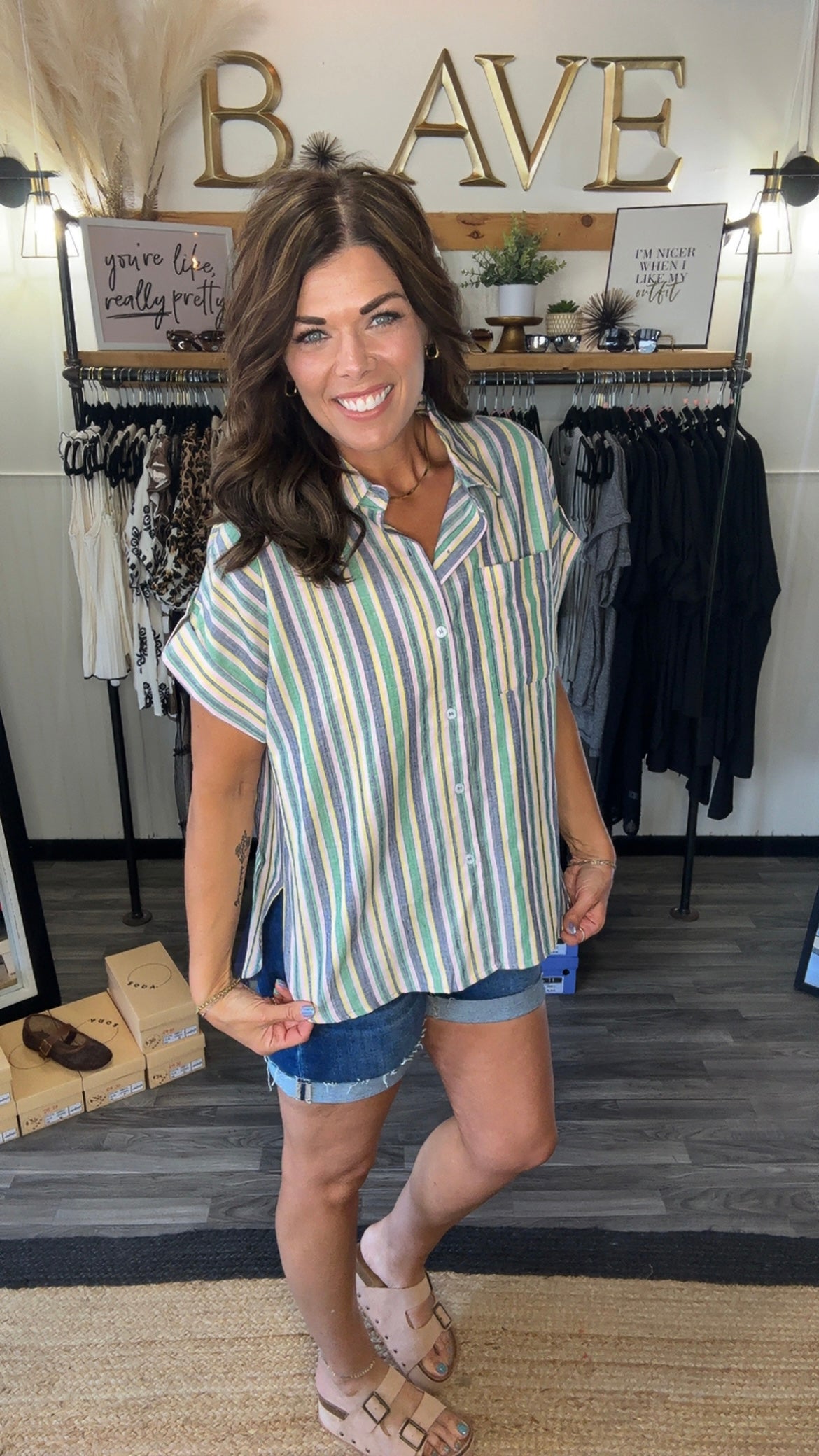 Linen Multi Striped Button-Down Shirt