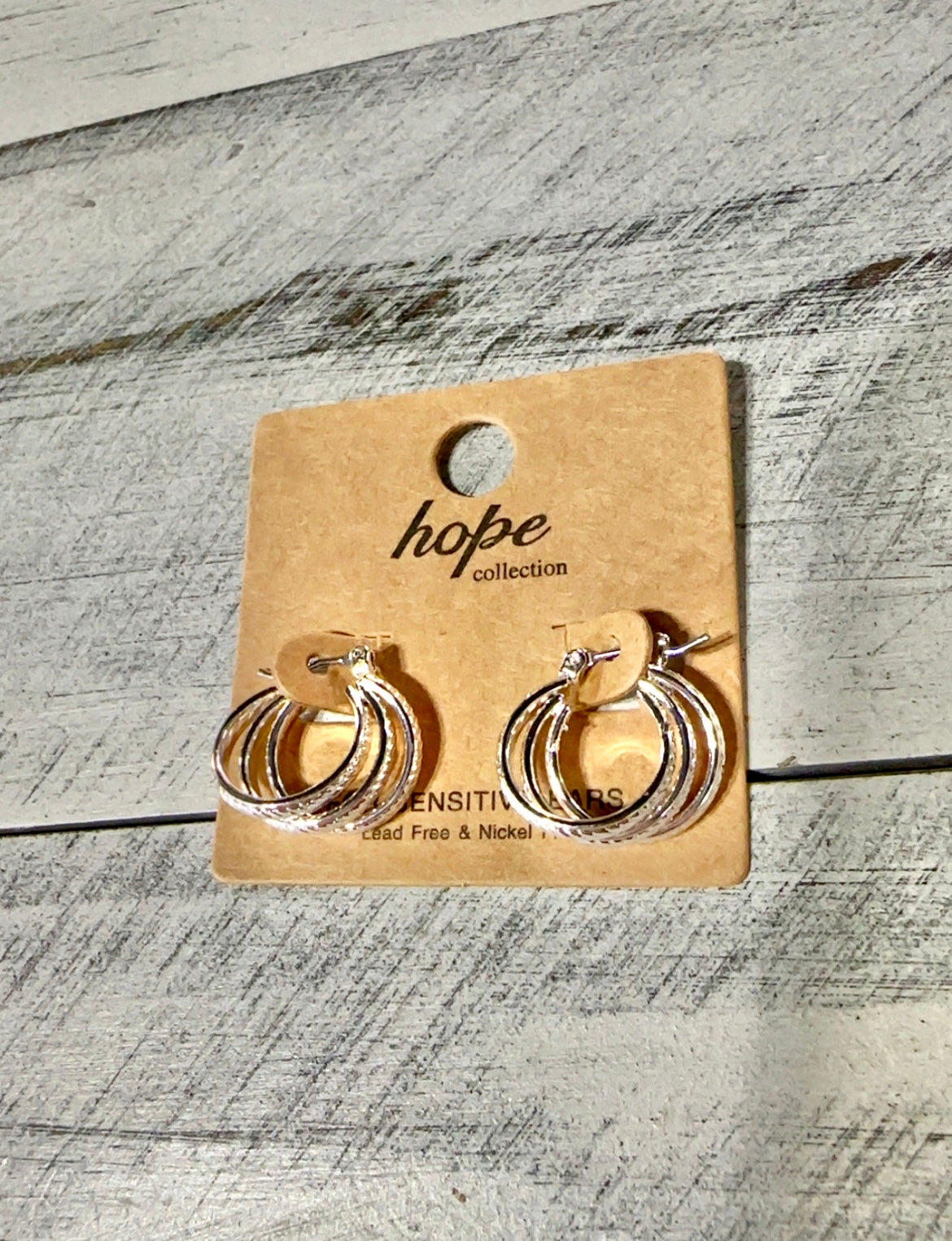 Silver 3 Layer Textured Huggie Hoops