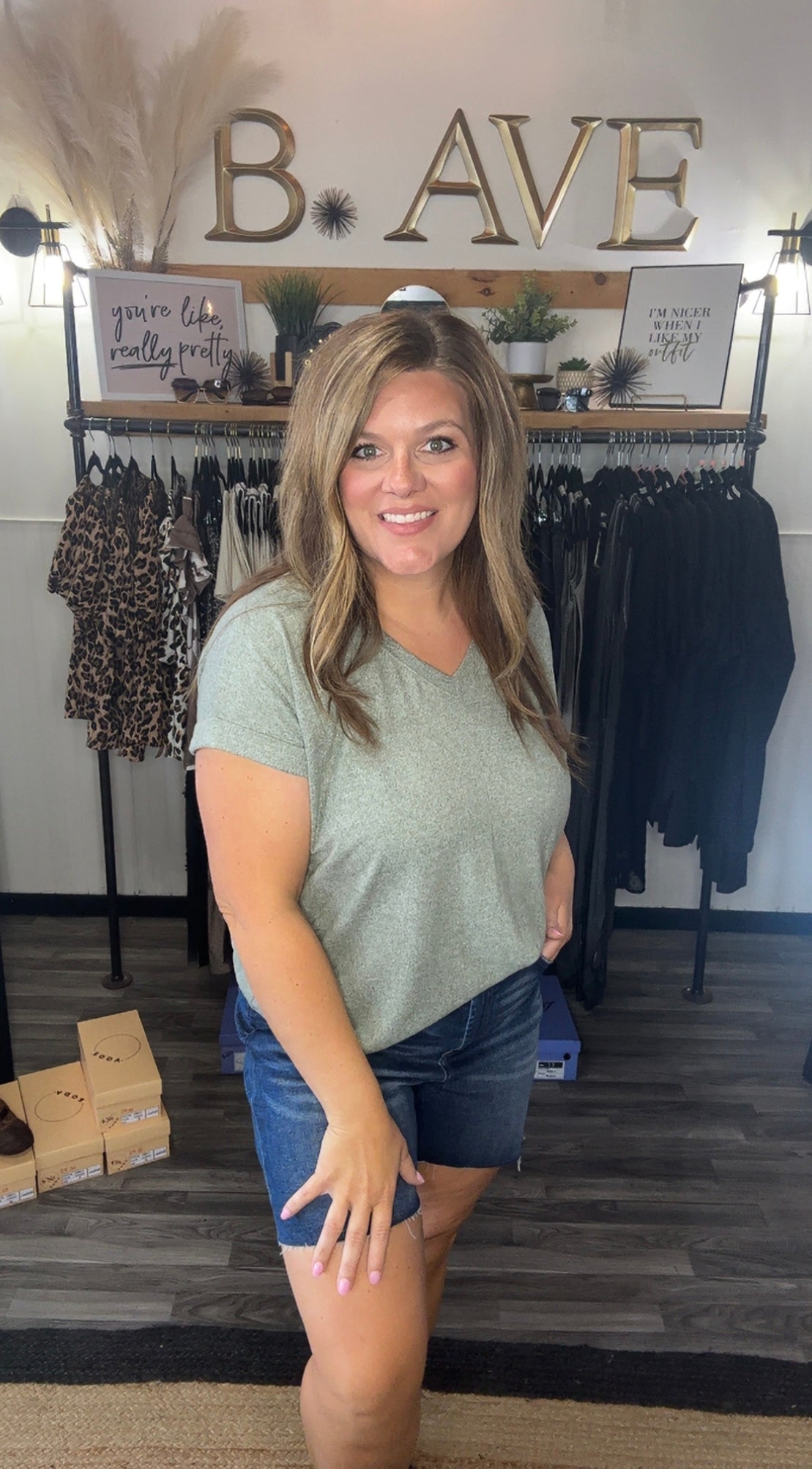 Light Olive Super Soft V-Neck Tee
