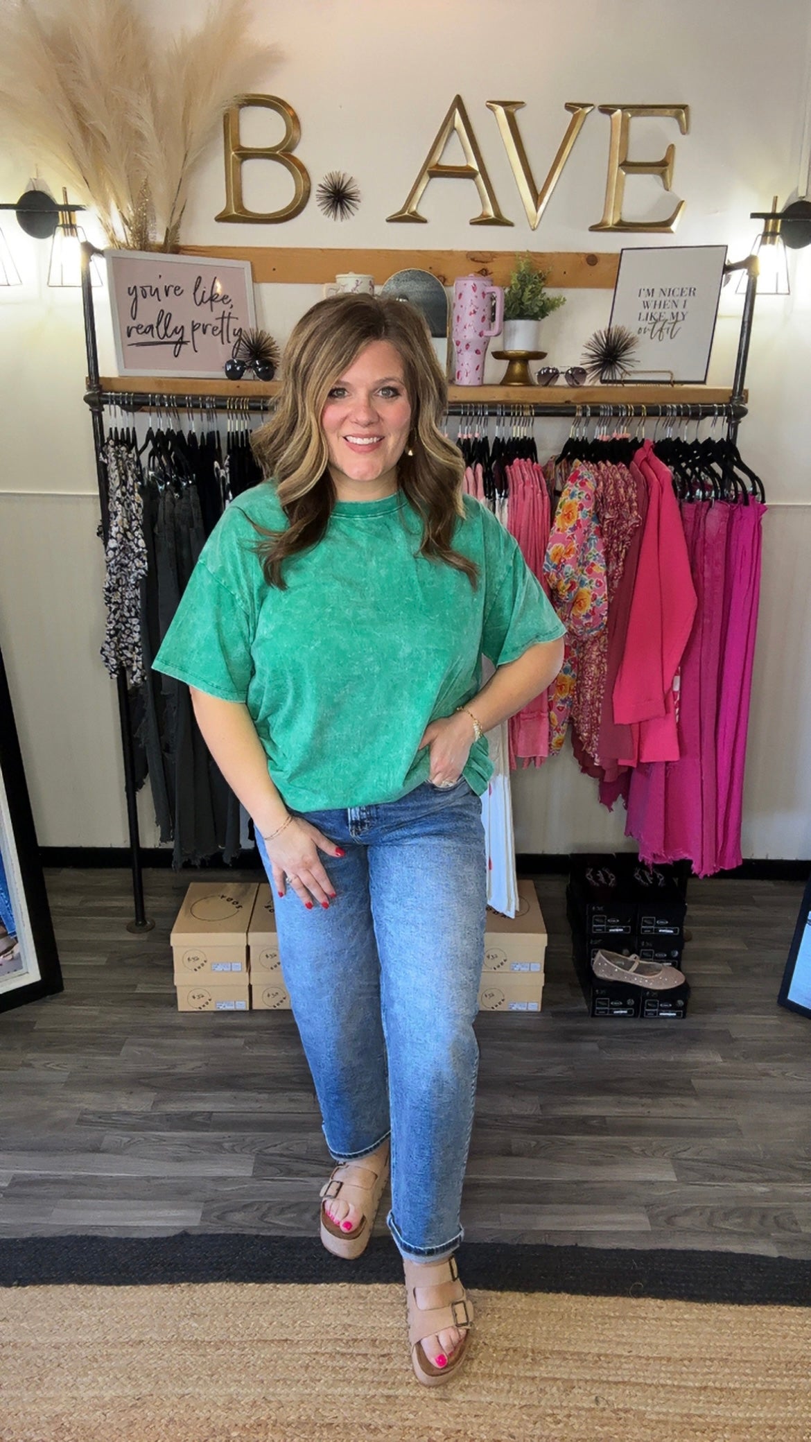 Kelley Green Acid Wash Tee