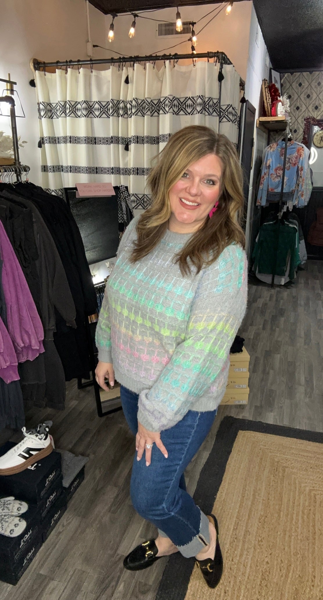 Grey Multi Color Ombre Sweater
