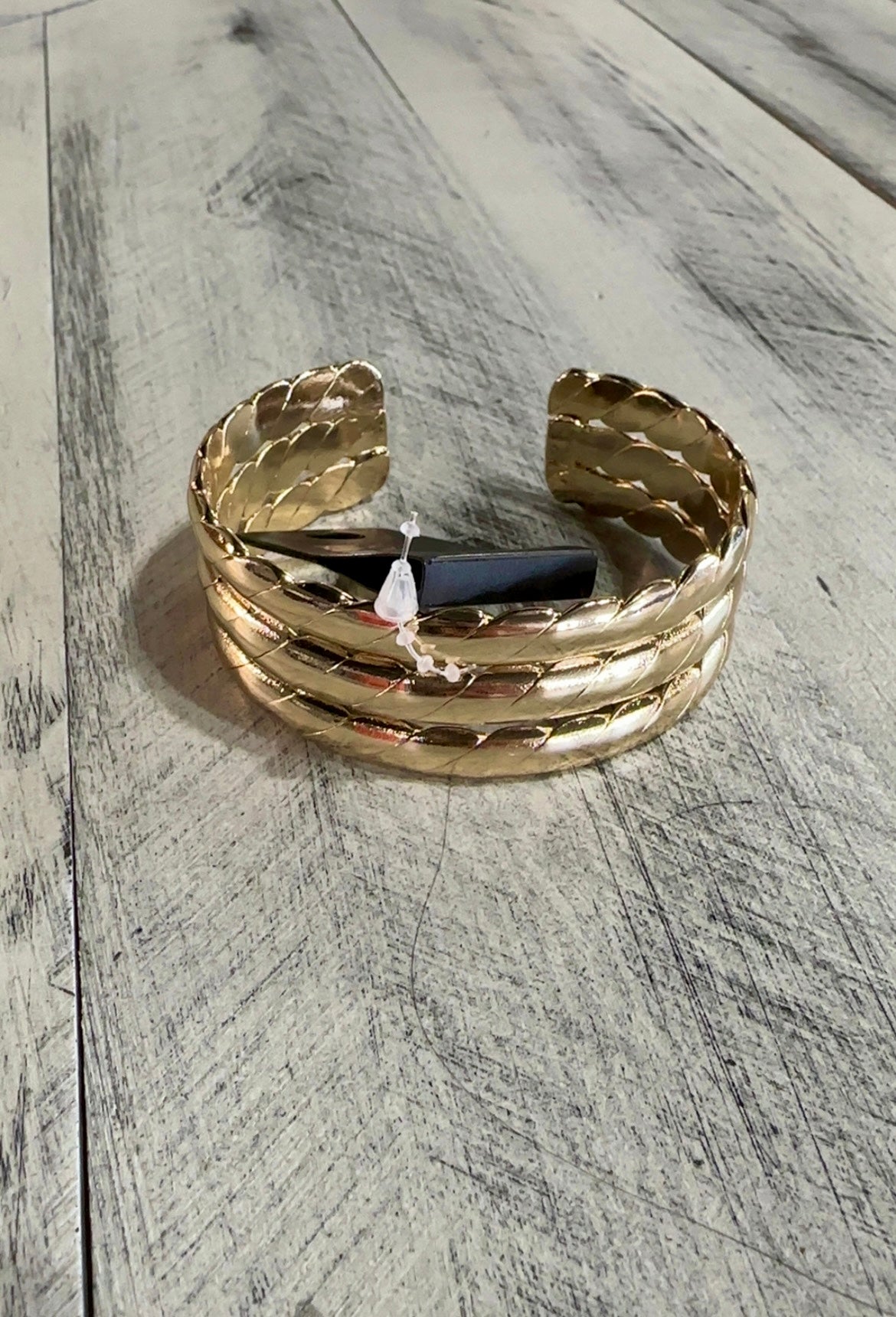 Gold Rope Textured Cuff Bracelet