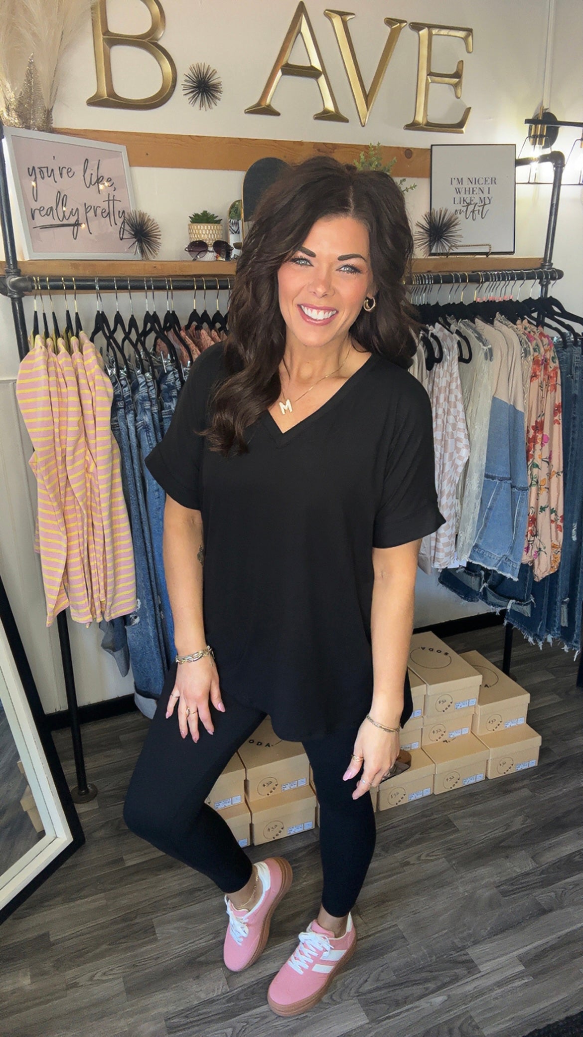 Black Soft Microfiber Tee & Leggings Set