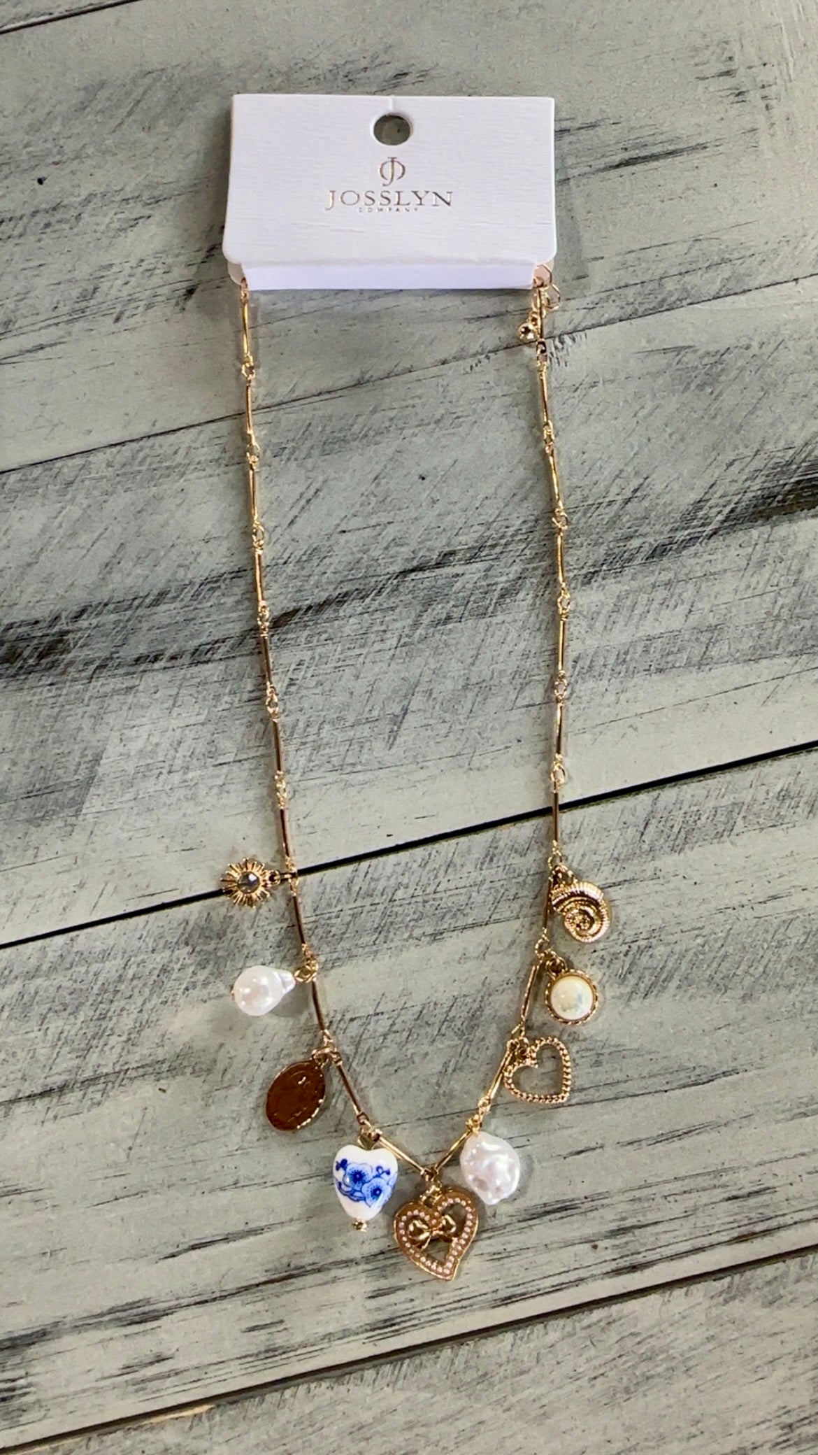 Gold Ceramic Porcelain Charm Necklace