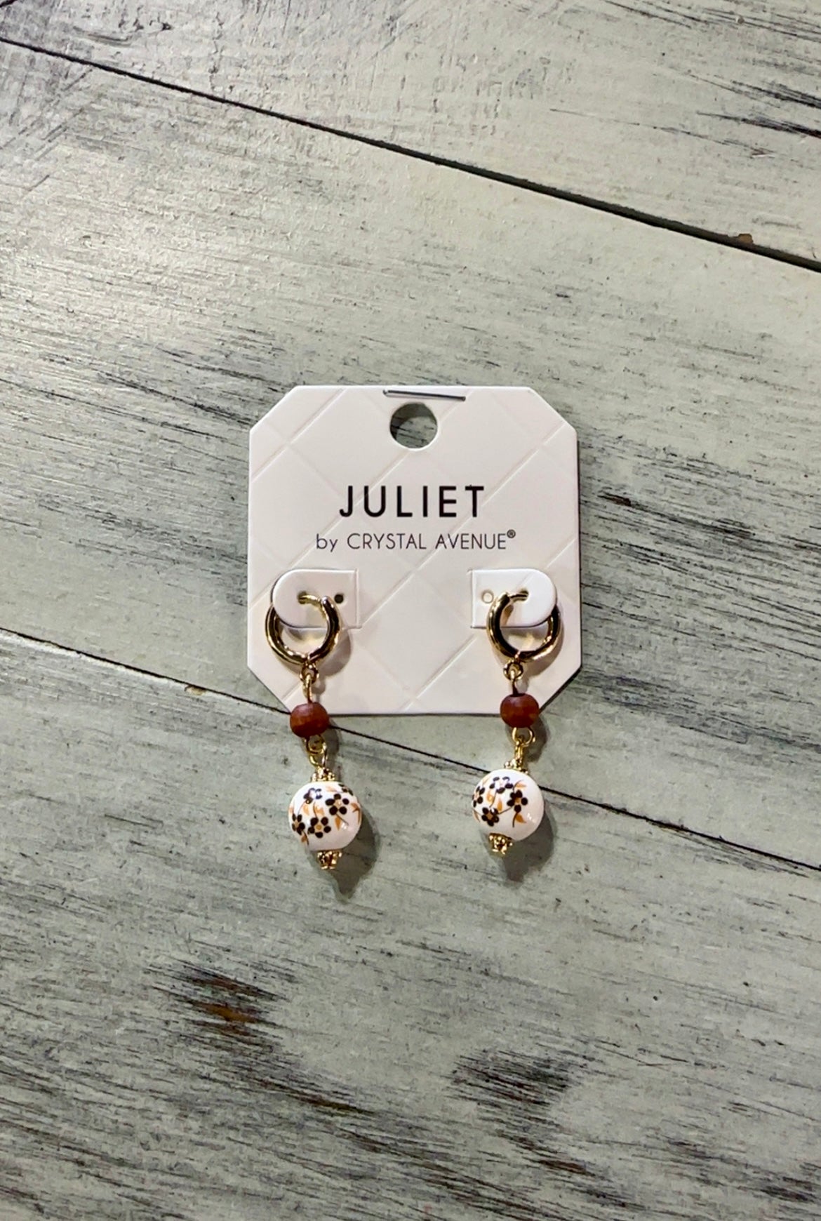 Ceramic Bead Hoop Dangle Earrings