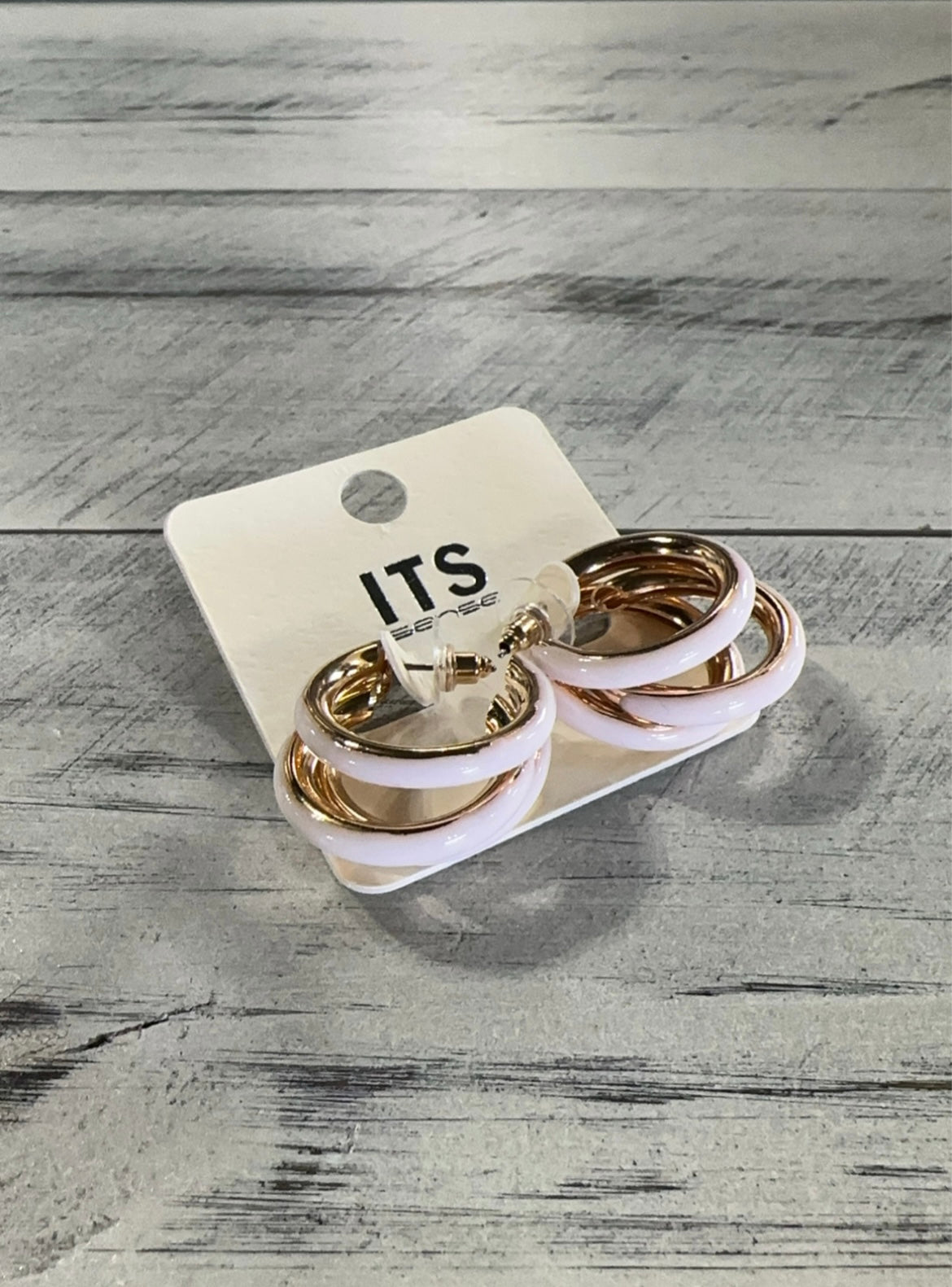 Beige Triple C Hoop Earrings