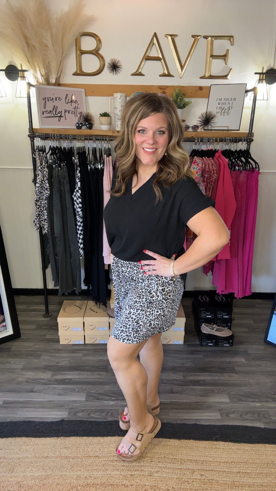 Grey & Black Leopard Print Shorts