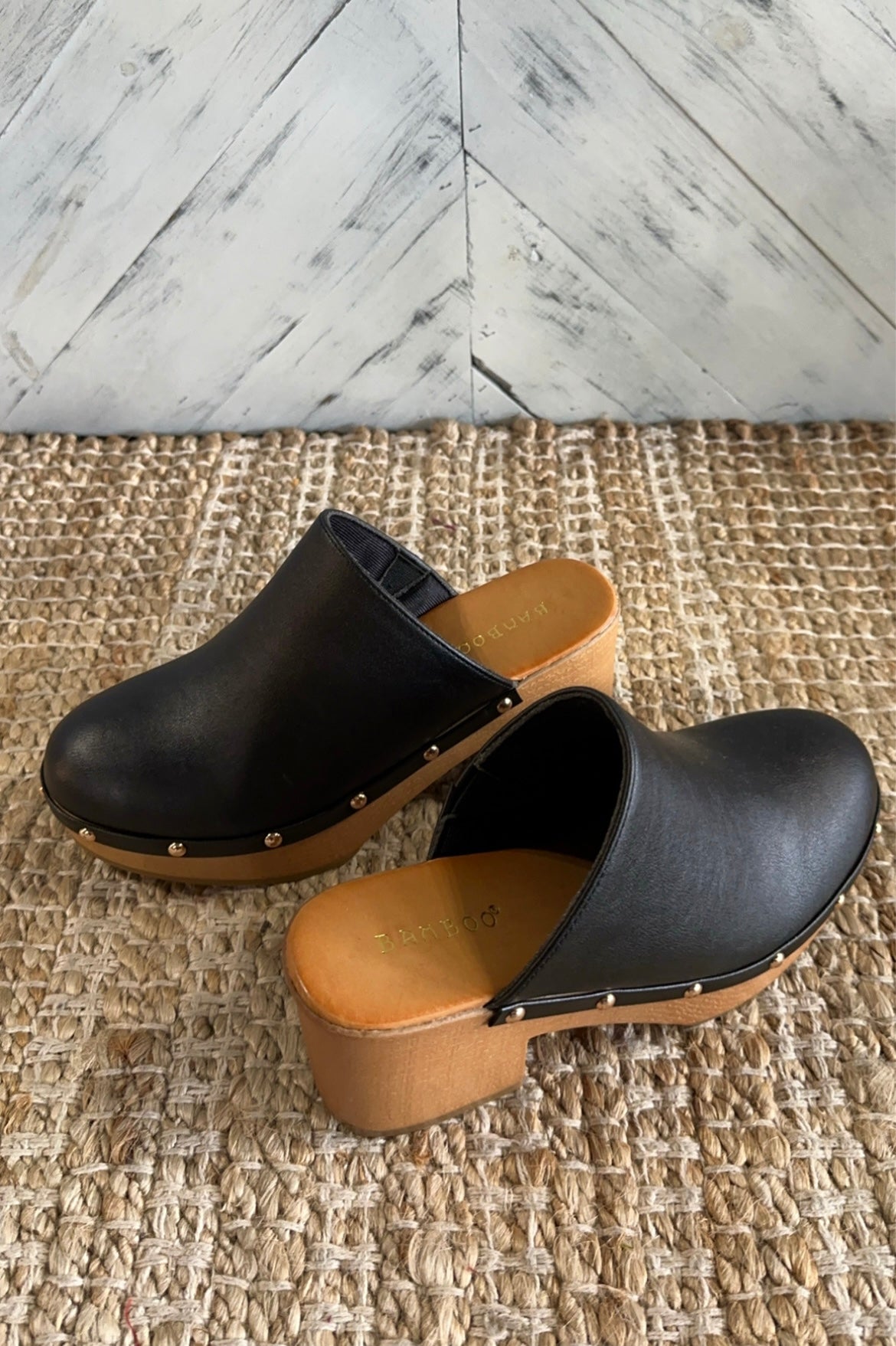 Black Platform Studded Clogs