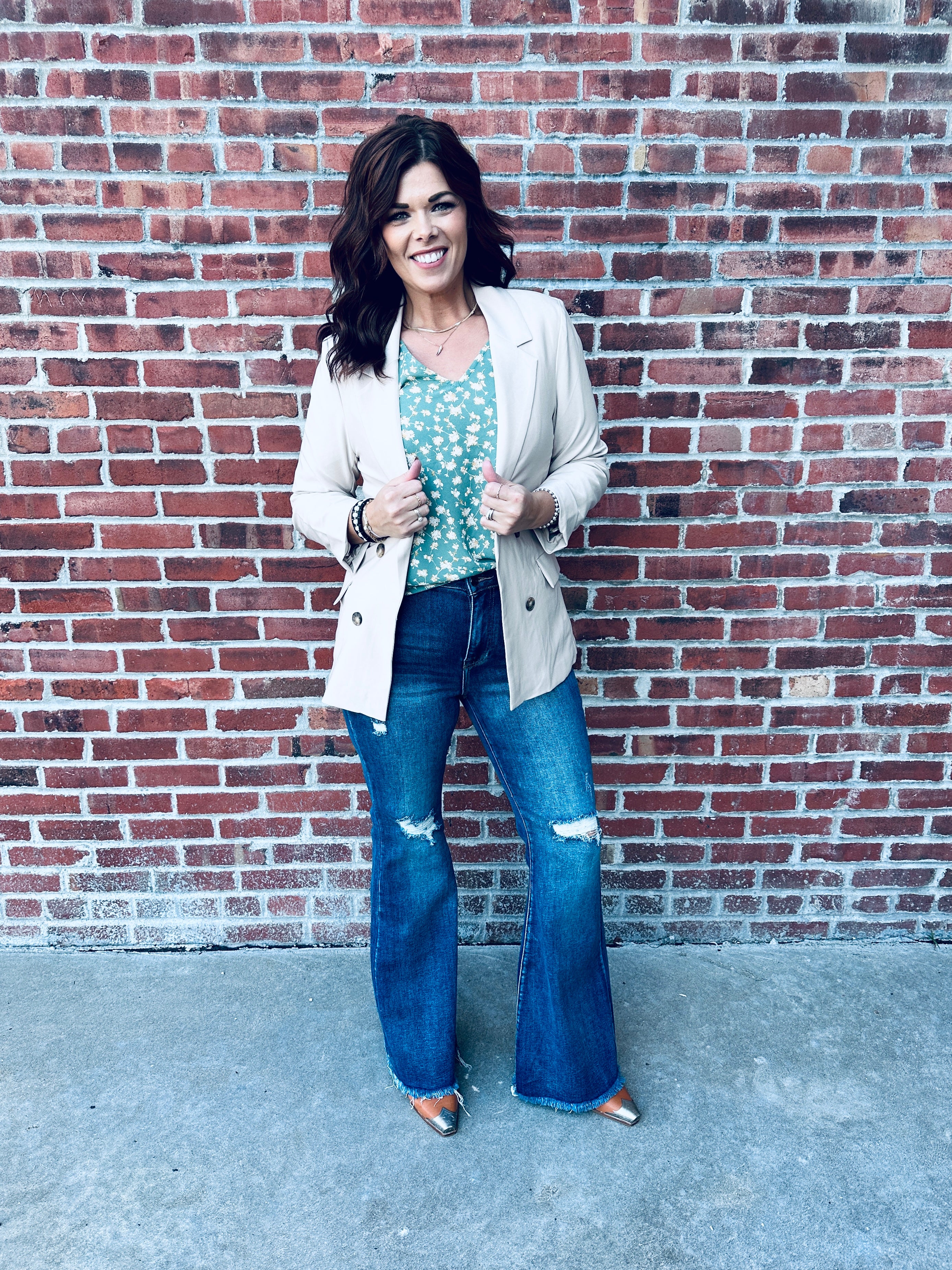 Beige Button Blazer