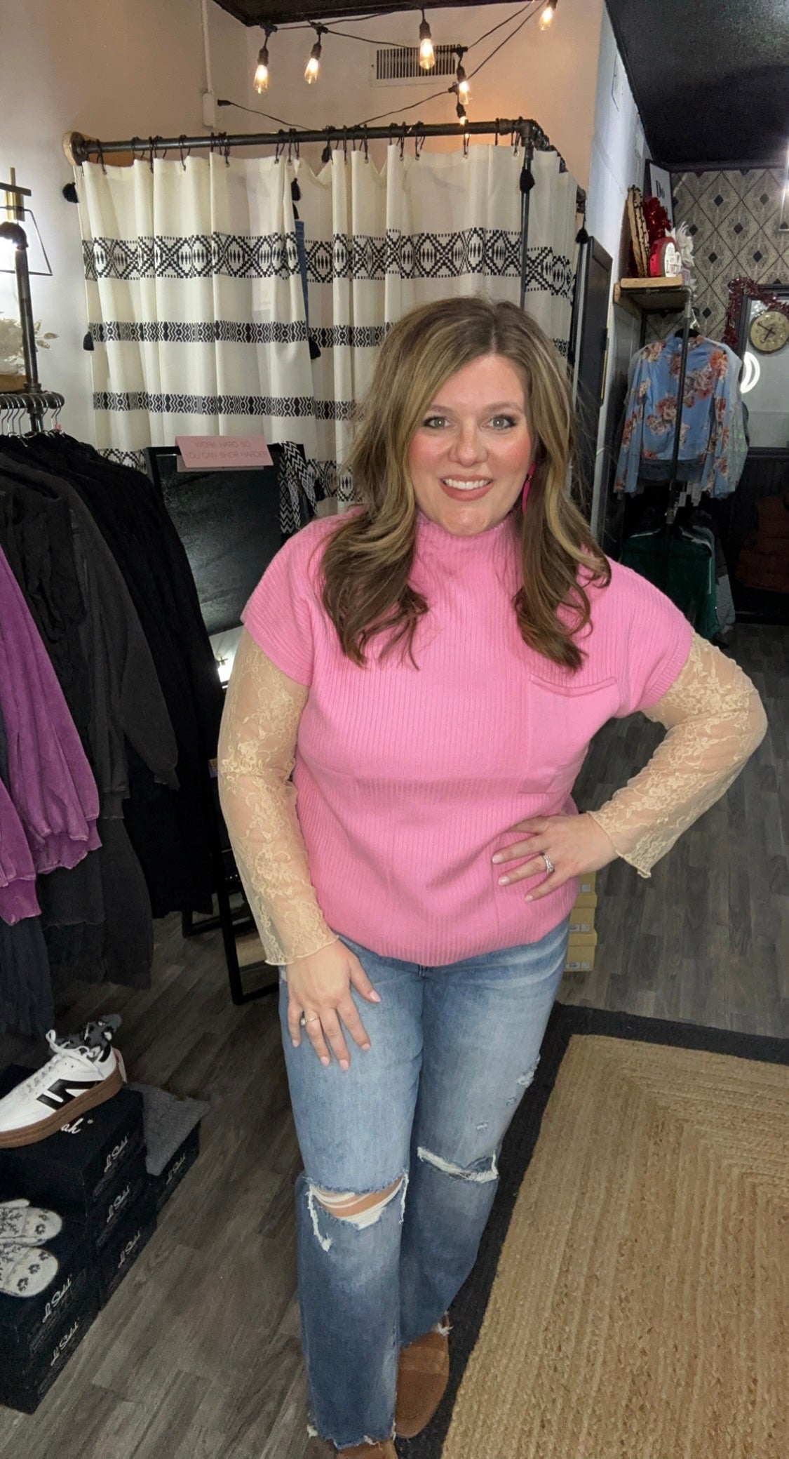Bubble Gum Pink Ribbed Sweater Vest