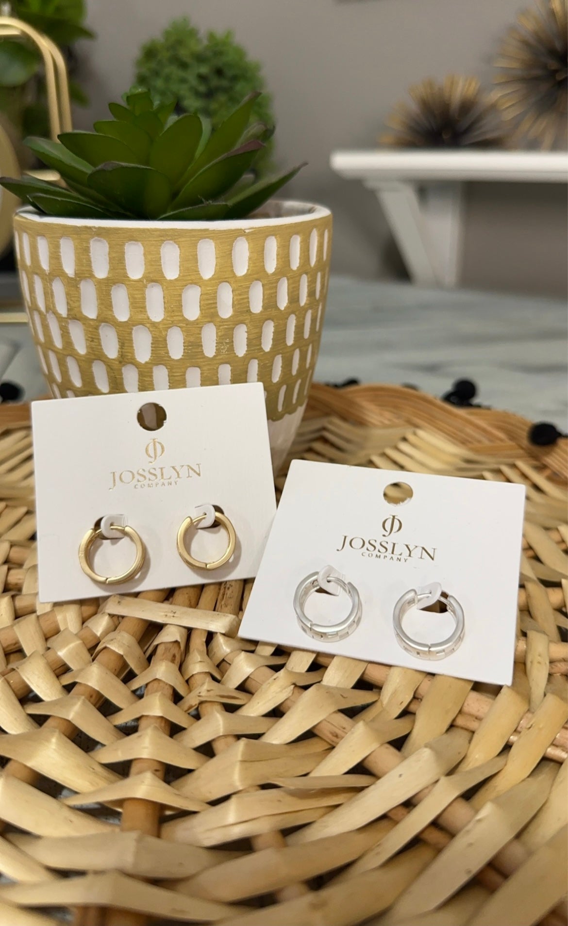 Checkered Cutout Mini Hoop Huggie Earring