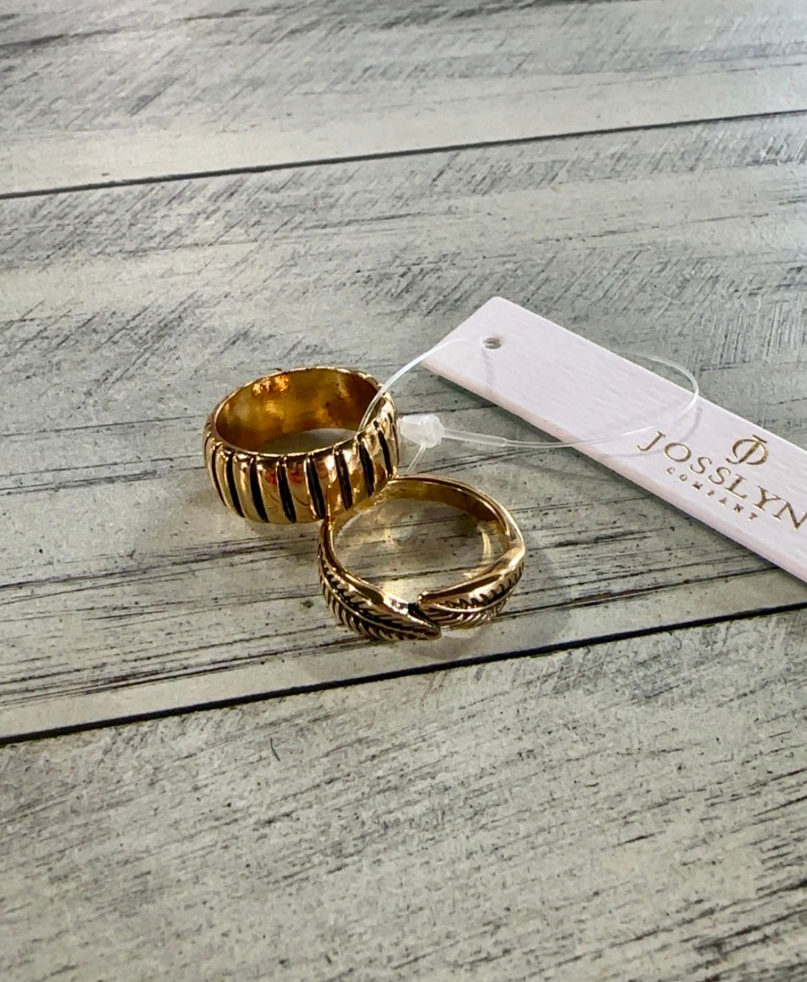 Antique Gold Leaf Duo Ring Set