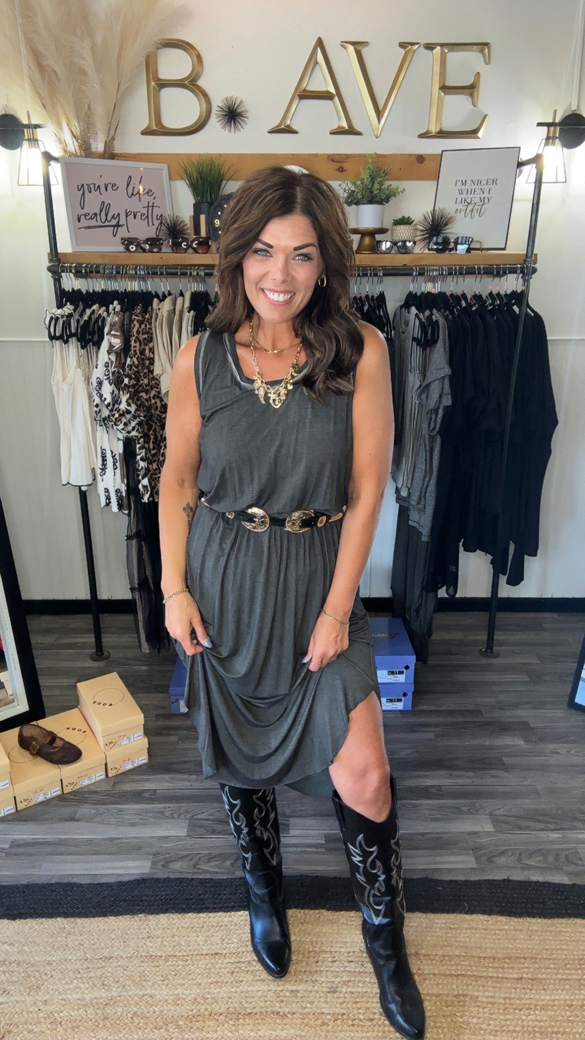 Vintage Black Side Slit Sleeveless Dress