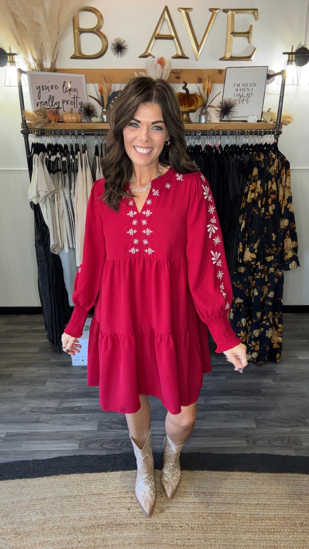 Crimson Baby Doll Dress