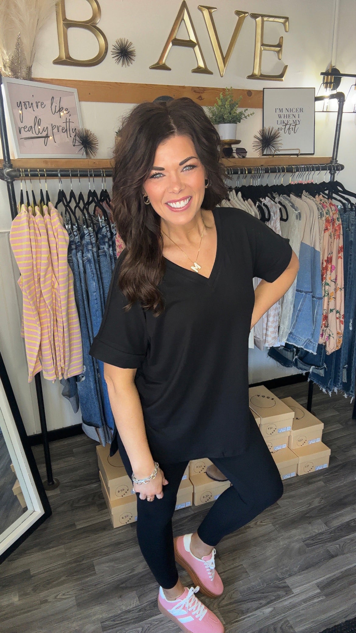 Black Soft Microfiber Tee & Leggings Set