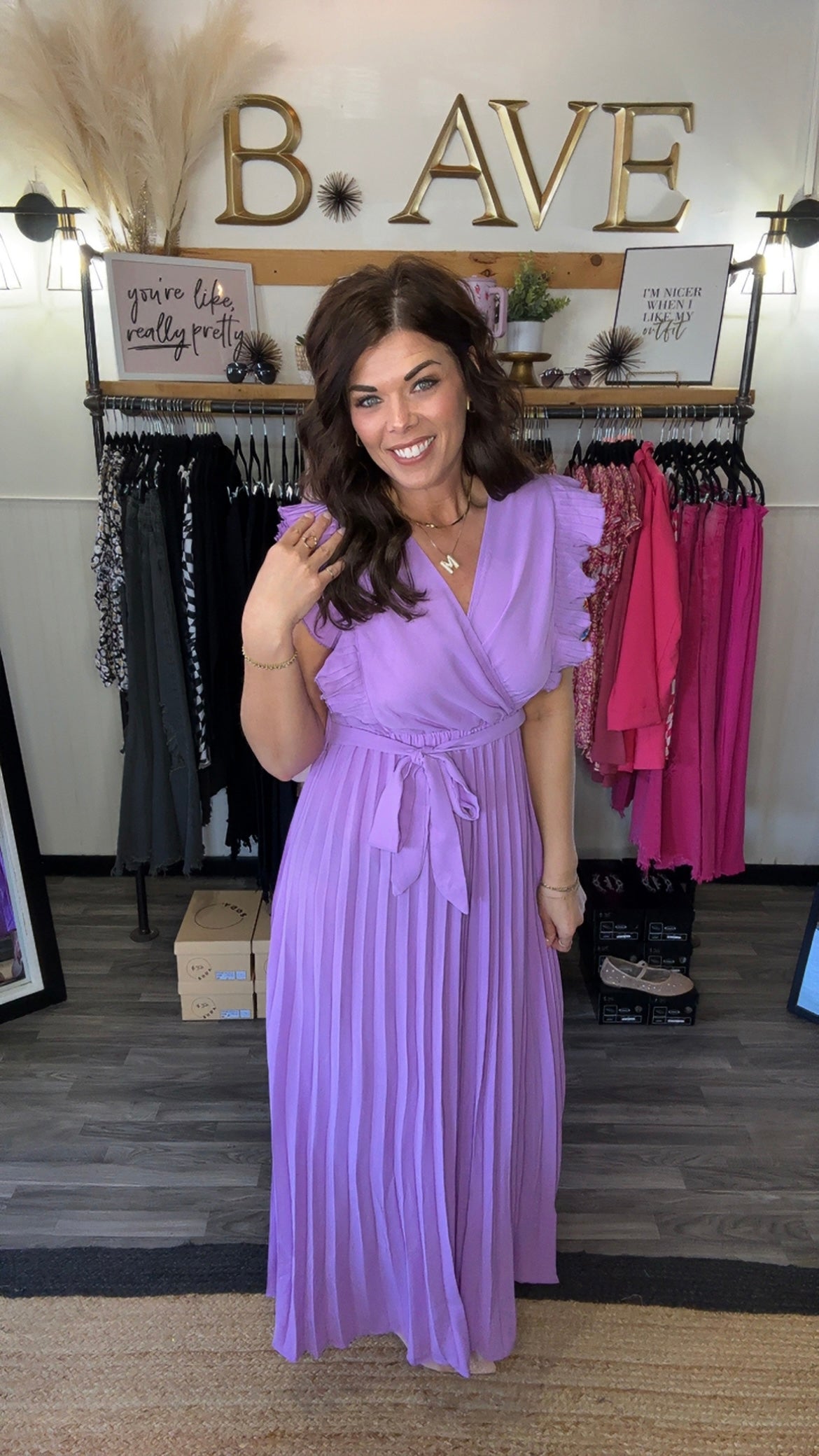 Lilac Ruffle Sleeve Dress