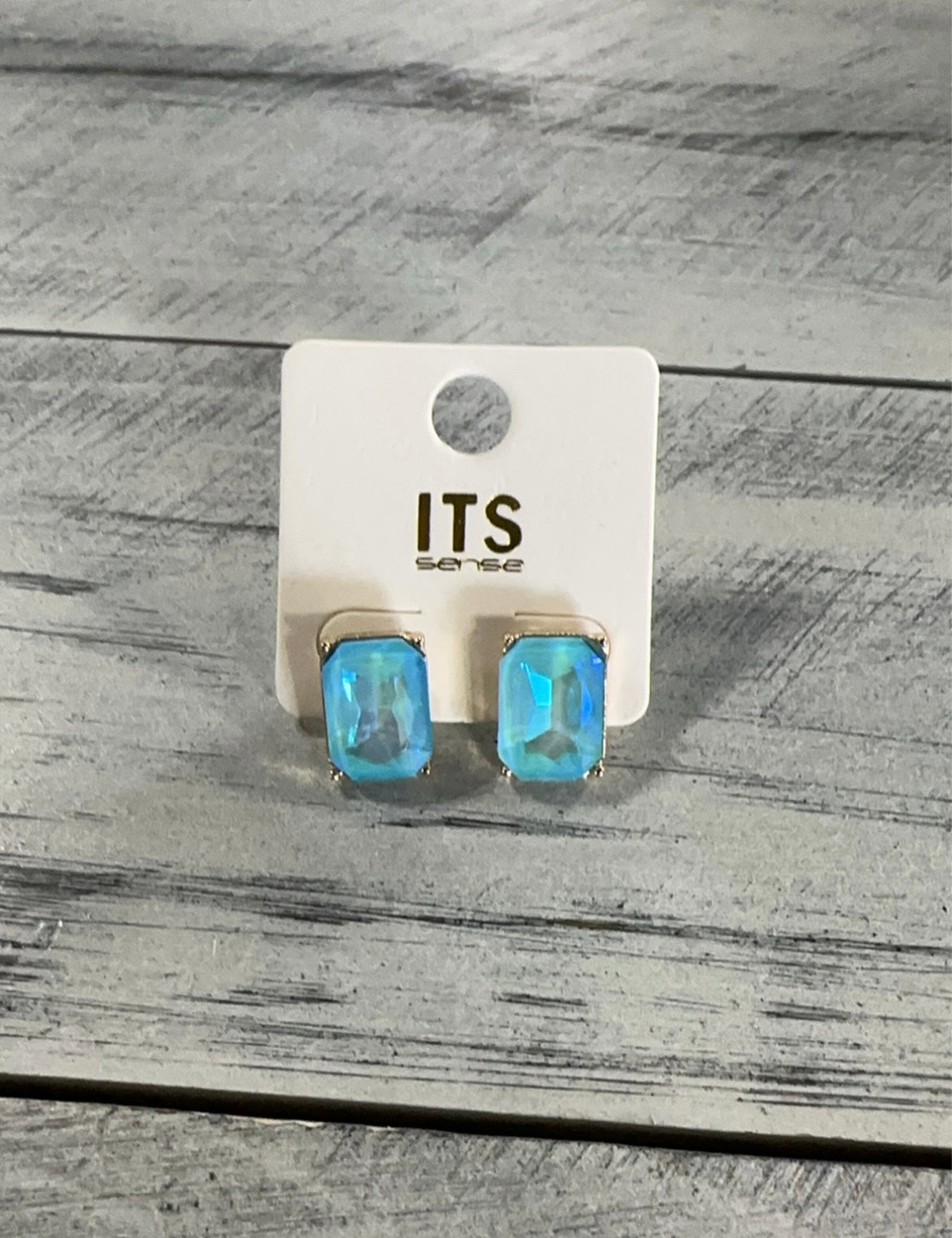 Colored Stone Iridescent Stud Earrings