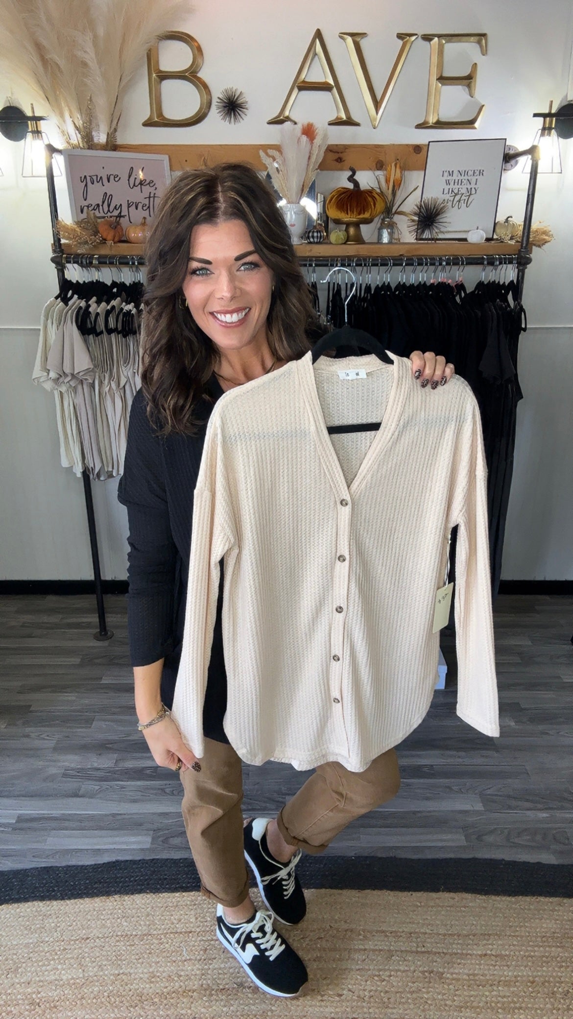 Waffle Button Down Cardigan