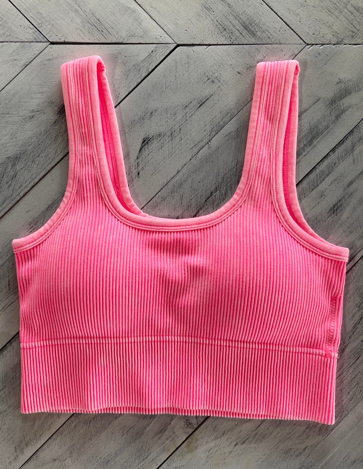 Neon Pink Ribbed Bralette